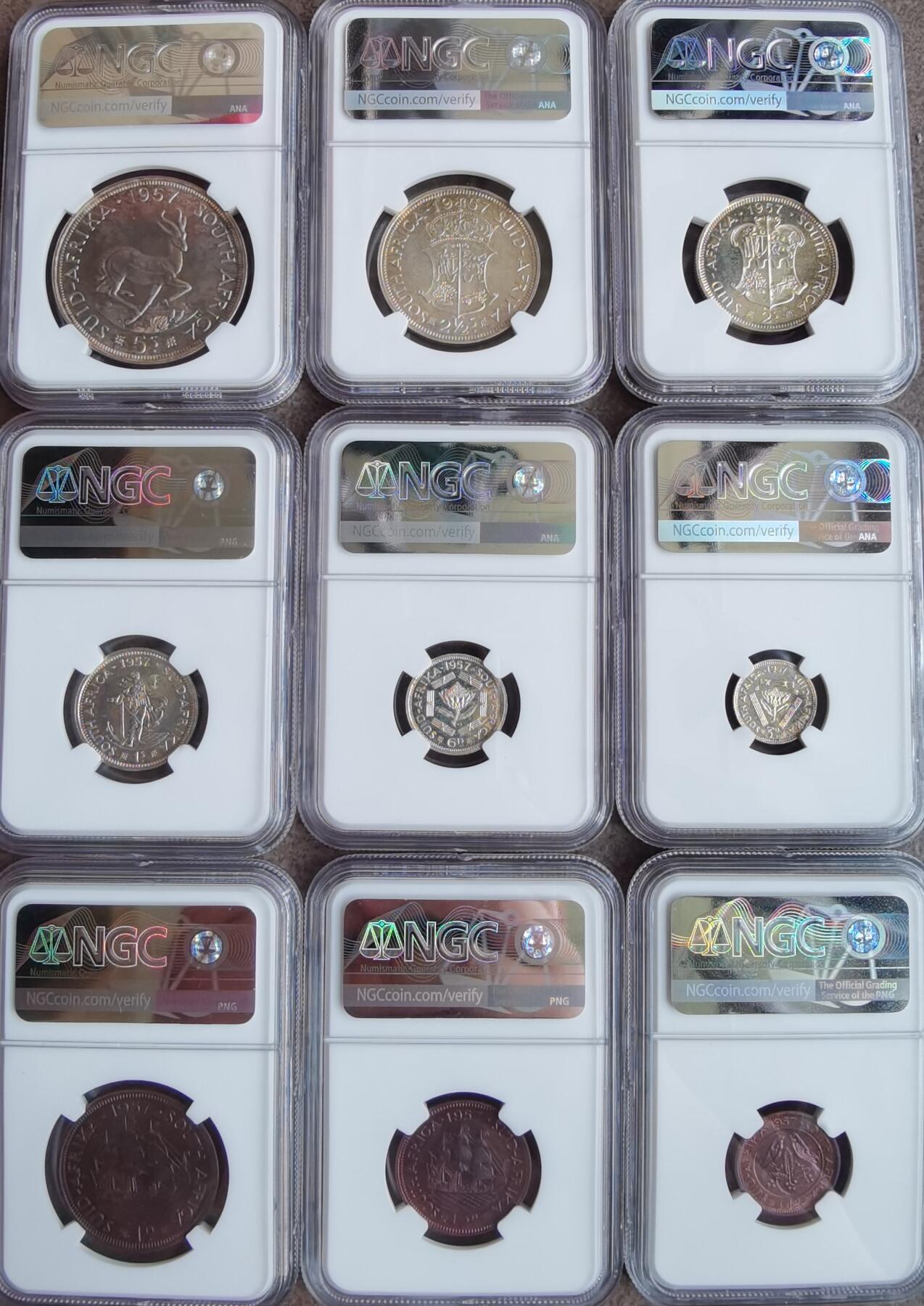 南非1957年精制套币 Proof set NGC评级一套 发行量750套