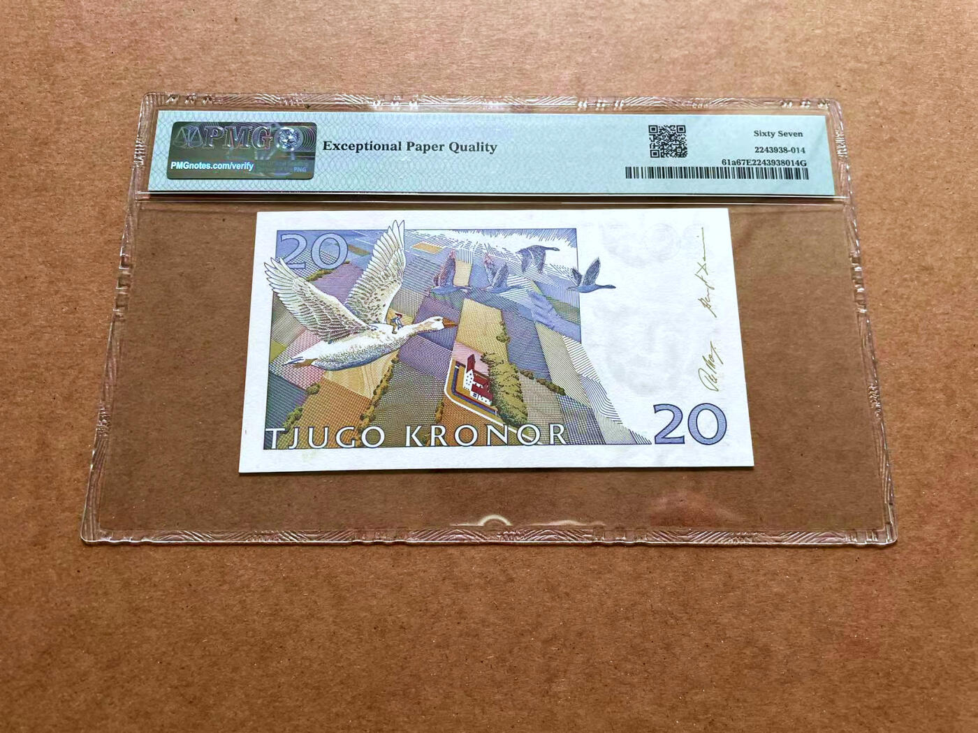 【Blue Auction】✨世界纸币精拍第489期【精】 【a版无47】瑞典 1991-92年20克朗 PMG67EPQ 高分