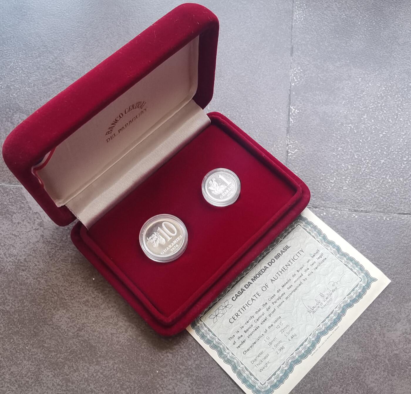 巴拉圭1976年精制套币 proof set  包装证书全 