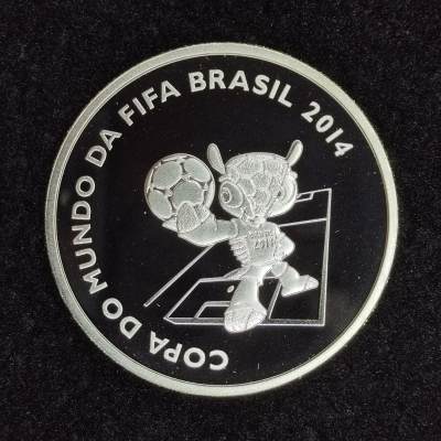 巴斯克收藏第278期 纪念币专场 6月25/26/27号三场连拍 全场包邮 - 巴西 2014年 5雷亚尔精制纪念银币 2014年巴西世界杯纪念