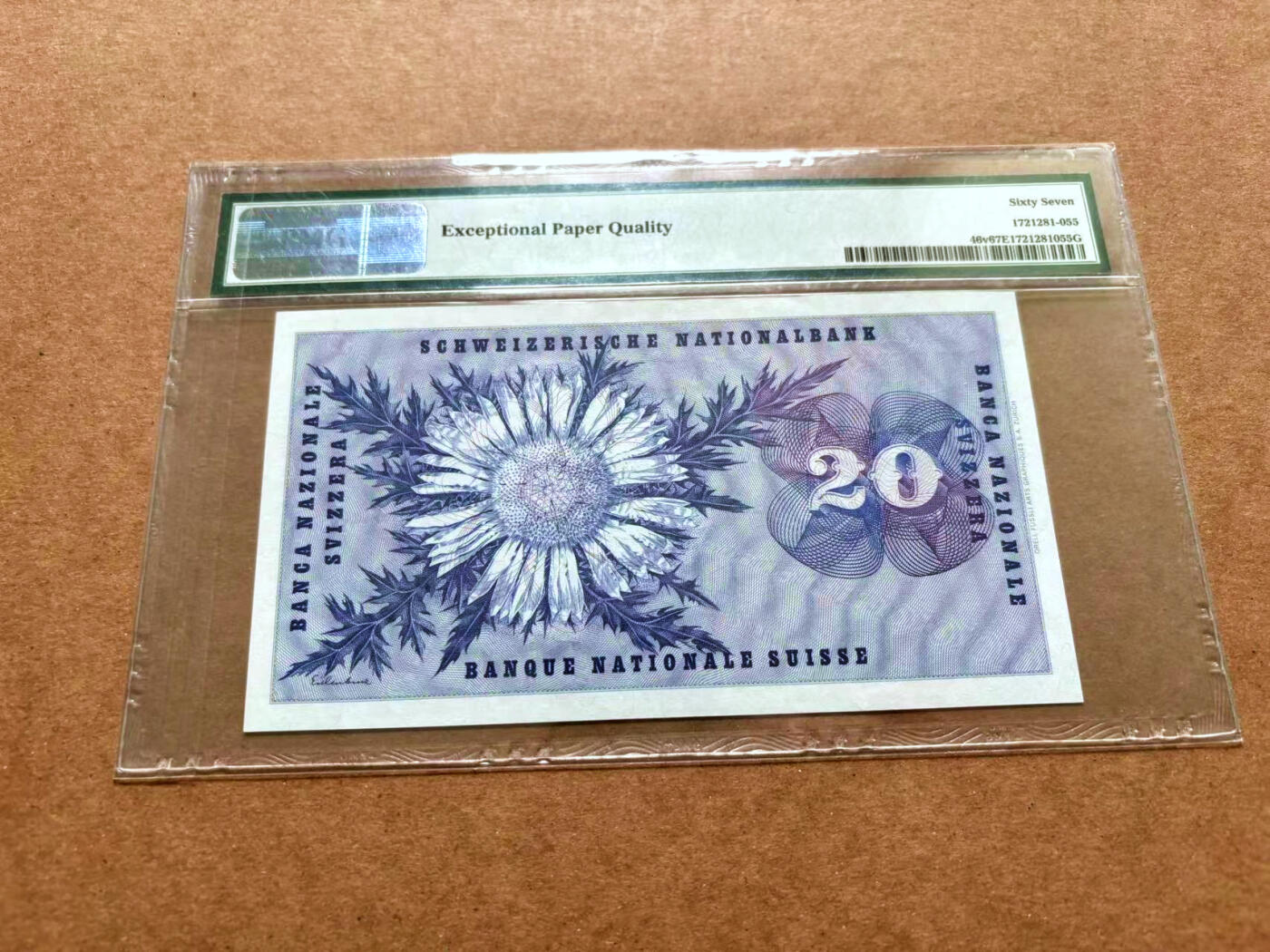 【Blue Auction】✨世界纸币精拍第489期【精】 瑞士 1974年20法郎 PMG67EPQ 高分