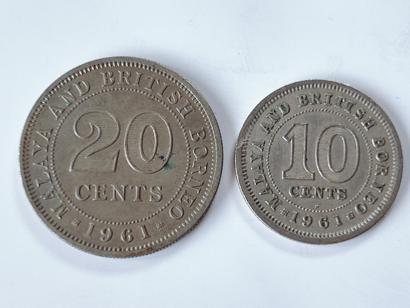第一海外回流一元起拍收藏 散币专场 第95期 马来亚和英属婆罗洲1961年10分+20分 伊丽莎白二世