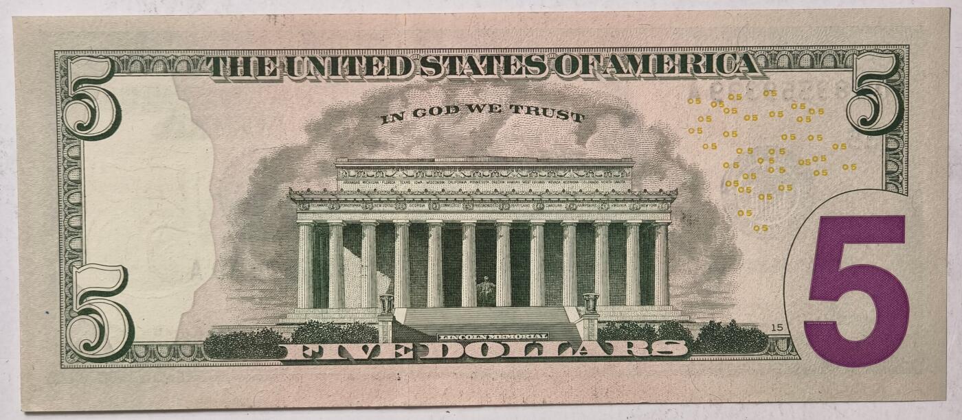 紫瑗钱币——第363期拍卖——纸币场 美国 2021年 E版 无序列 亚伯拉罕·林肯 5美元 彩色版 UNC