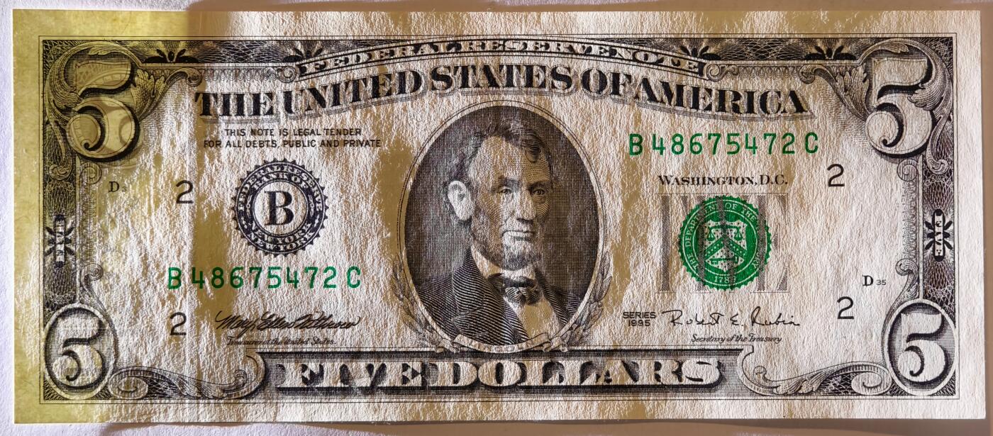 紫瑗钱币——第363期拍卖——纸币场 美国 1995年 B版 无序列 亚伯拉罕·林肯 5美元 小头版 UNC