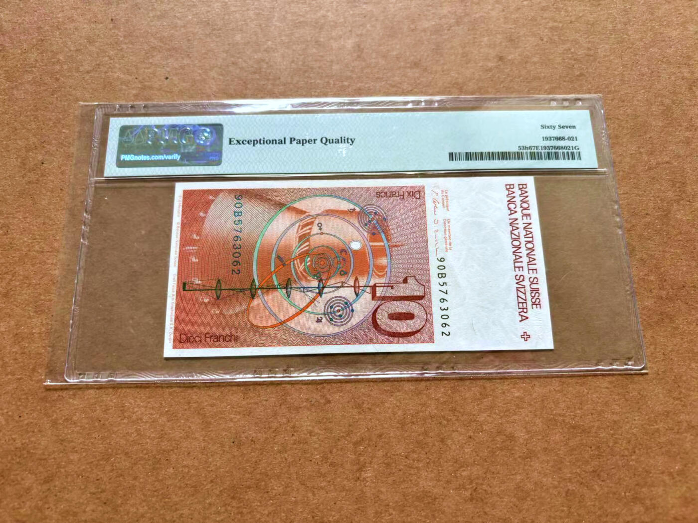 【Blue Auction】✨世界纸币精拍第489期【精】 瑞士 1990年10法郎 PMG67EPQ 高分