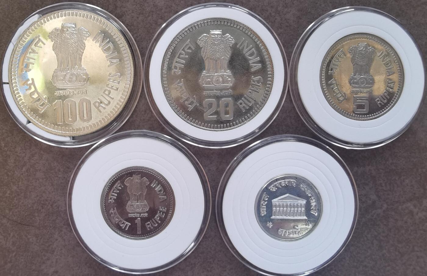 印度1989年精制套币 Proof set 纪念纳赫鲁百年诞辰