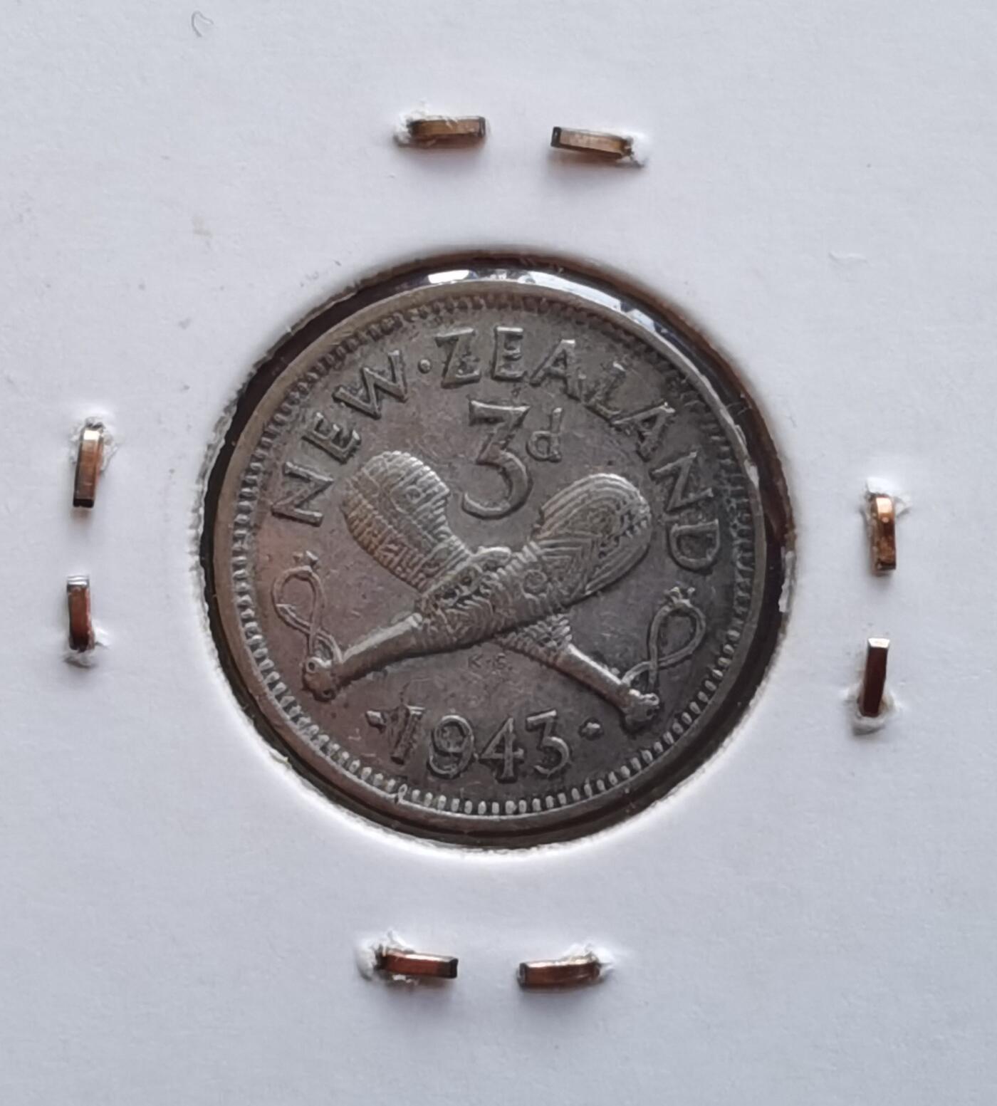 新西兰1943年 3d 3便士 银币
