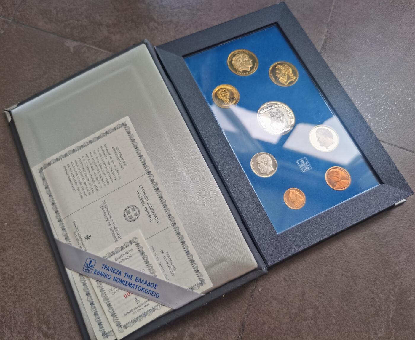 希腊1993年精制套币 Proof set 原包装带证书