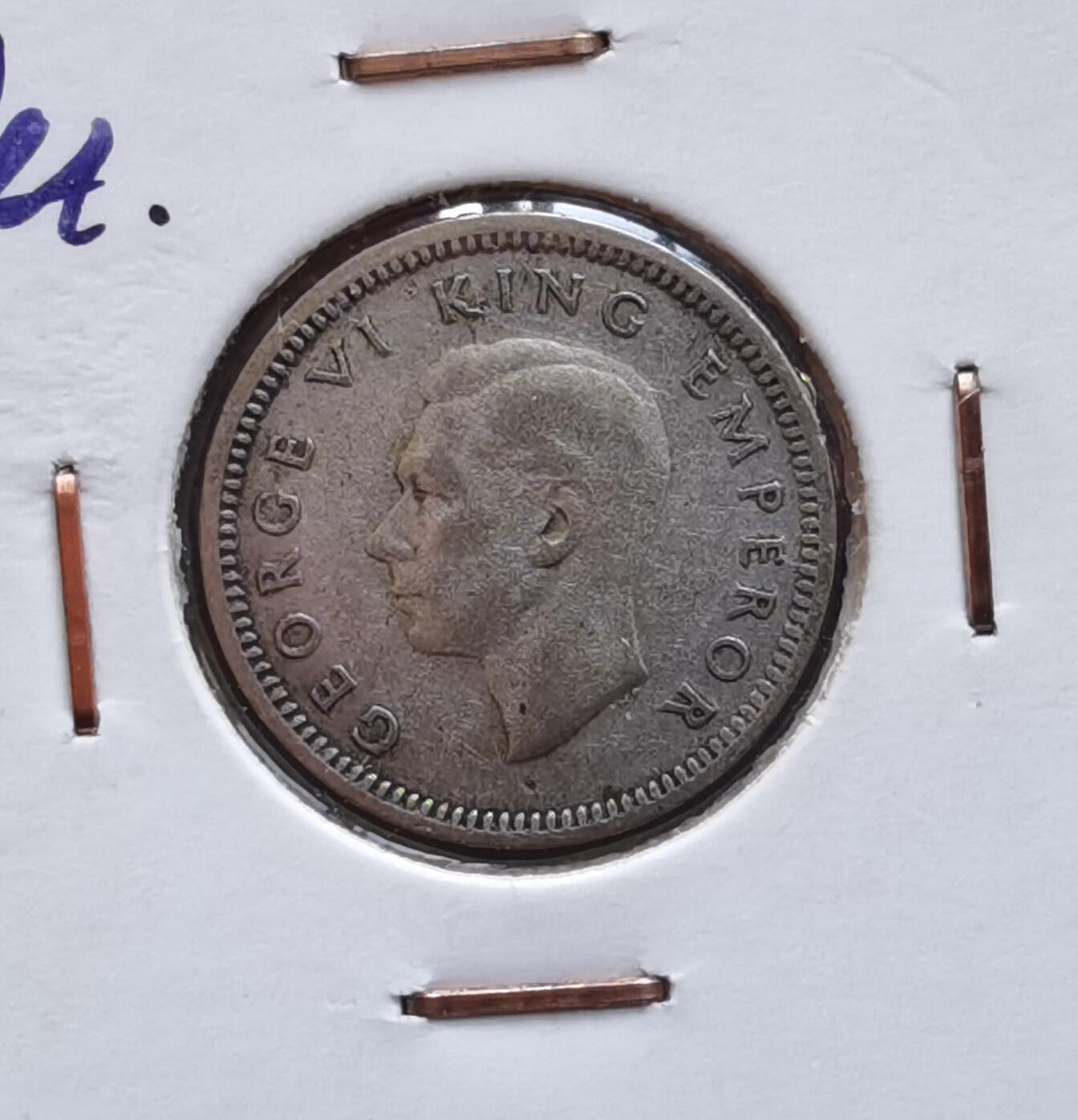 新西兰1943年 3d 3便士 银币