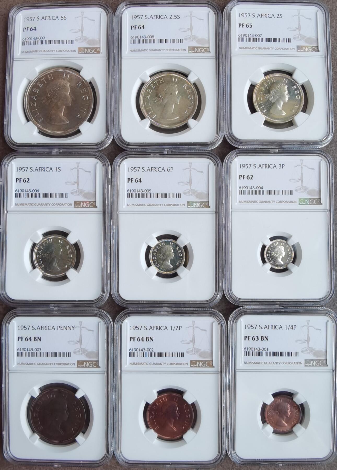 南非1957年精制套币 Proof set NGC评级一套 发行量750套