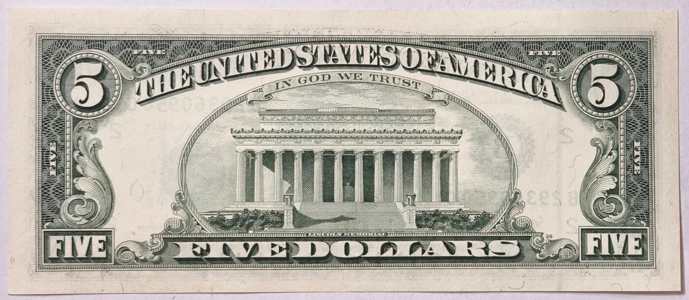 紫瑗钱币——第363期拍卖——纸币场 美国 1995年 B版 无序列 亚伯拉罕·林肯 5美元 小头版 UNC