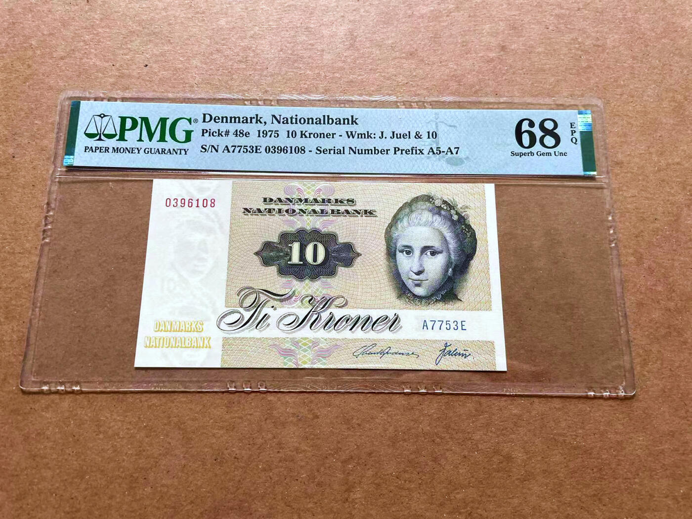 【Blue Auction】✨世界纸币精拍第489期【精】 【无47】丹麦 1975年10克朗 PMG68EPQ 超高分 