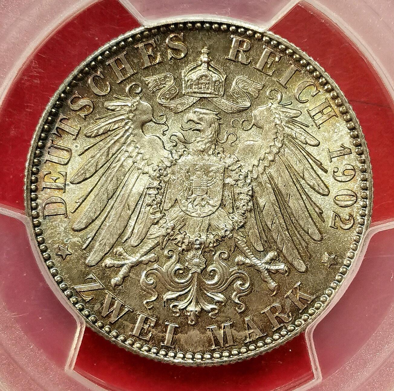 凡希社世界钱币微拍第二百七十二期 1902E萨克森国王逝世纪念2马克PCGS-MS65