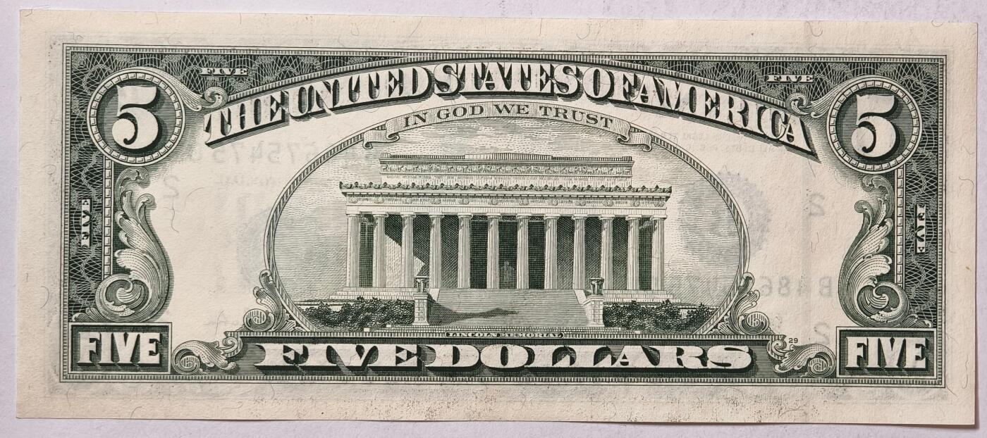 紫瑗钱币——第363期拍卖——纸币场 美国 1995年 B版 无序列 亚伯拉罕·林肯 5美元 小头版 UNC