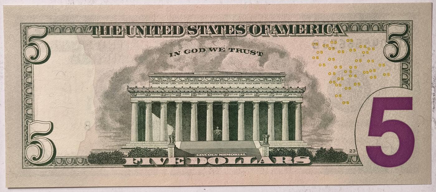 紫瑗钱币——第363期拍卖——纸币场 美国 2021年 B版 无序列 亚伯拉罕·林肯 5美元 彩色版 UNC