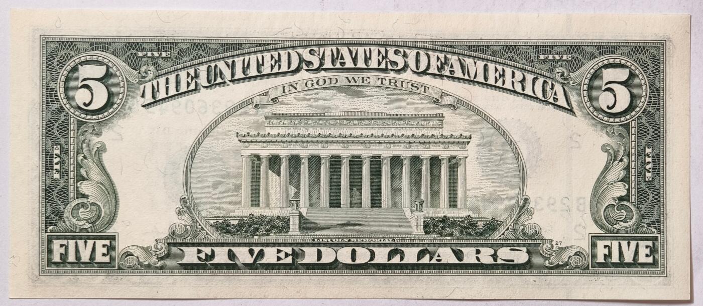 紫瑗钱币——第363期拍卖——纸币场 美国 1995年 B版 无序列 亚伯拉罕·林肯 5美元 小头版 UNC