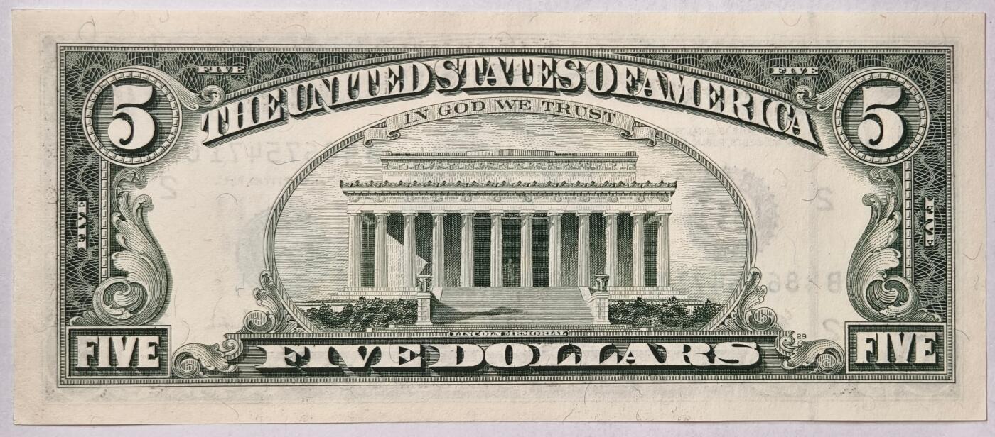 紫瑗钱币——第363期拍卖——纸币场 美国 1995年 B版 无序列 亚伯拉罕·林肯 5美元 小头版 UNC