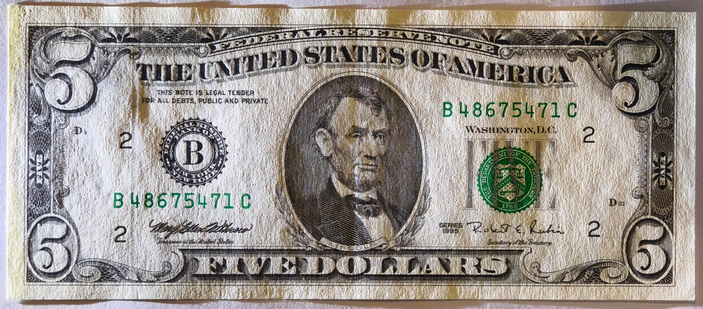紫瑗钱币——第363期拍卖——纸币场 美国 1995年 B版 无序列 亚伯拉罕·林肯 5美元 小头版 UNC