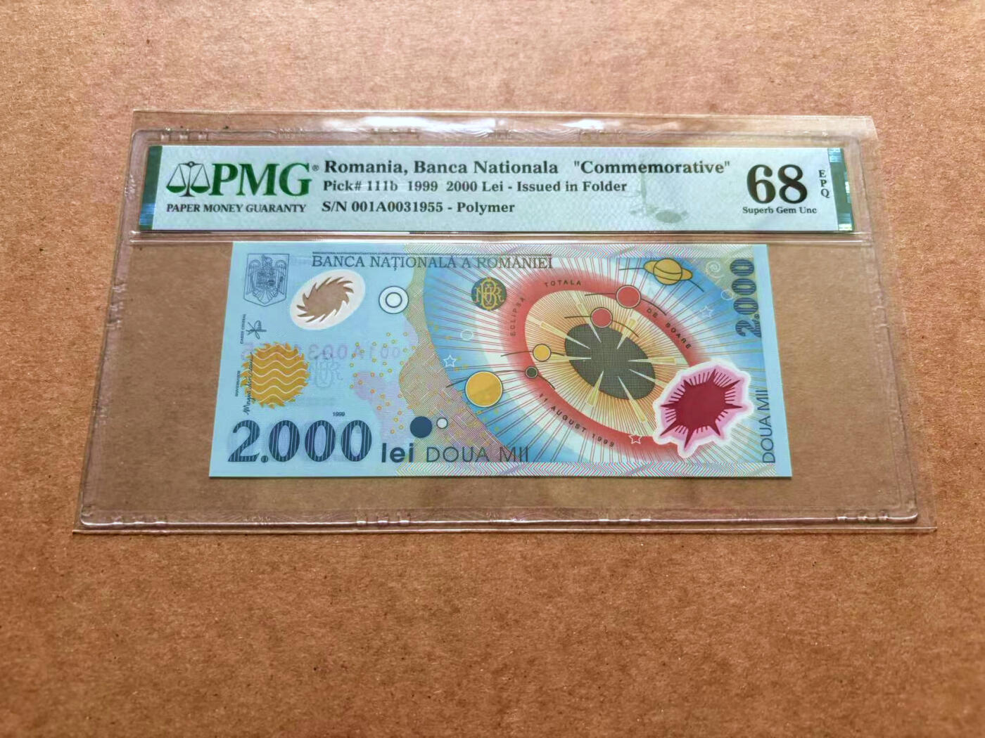 【Blue Auction】✨世界纸币精拍第489期【精】 【001A冠无47】罗马尼亚 1999年2000雷 PMG68EPQ 超高分