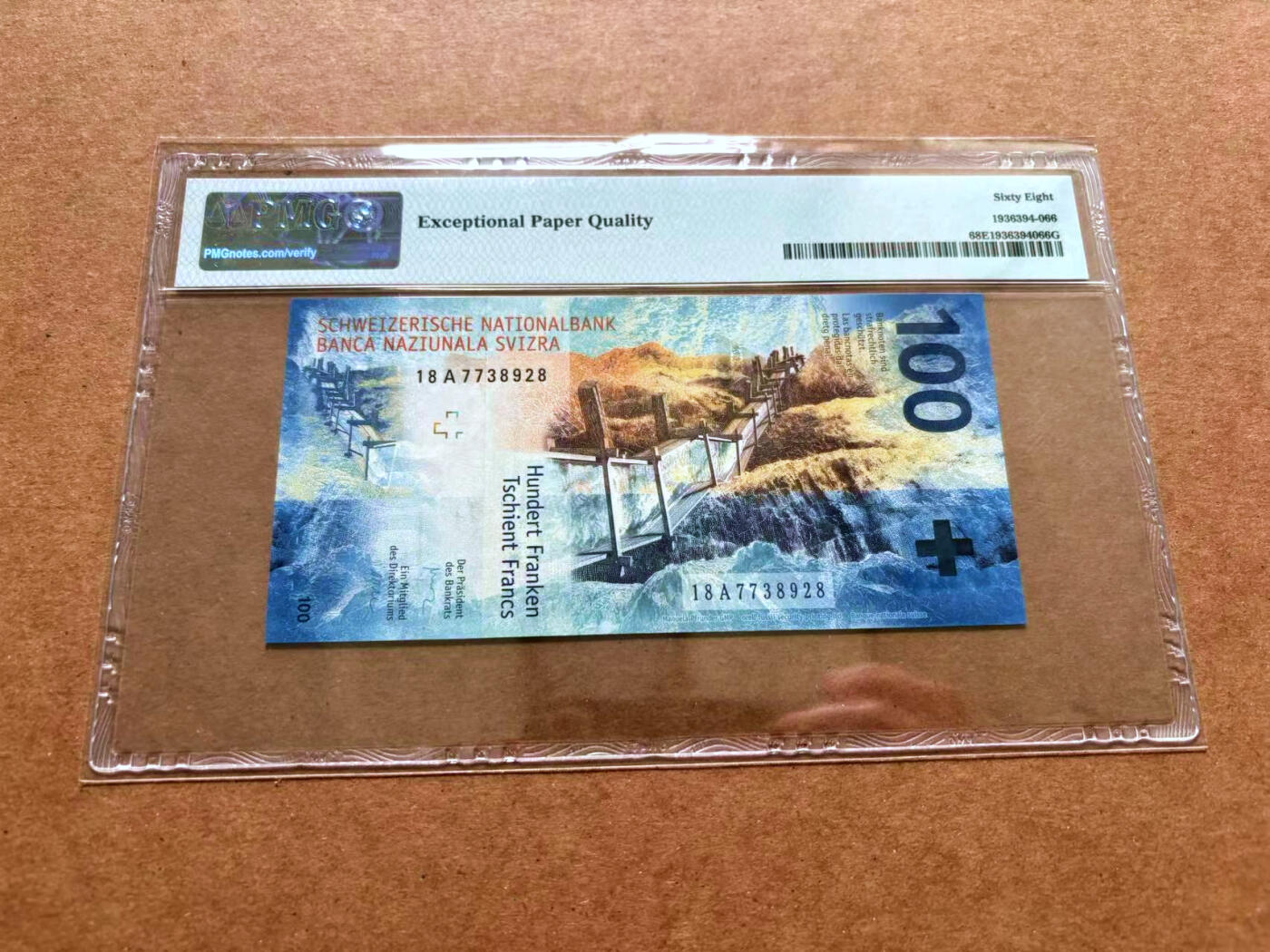 【Blue Auction】✨世界纸币精拍第489期【精】 【A冠】瑞士 2018年100法郎 PMG68EPQ 超高分
