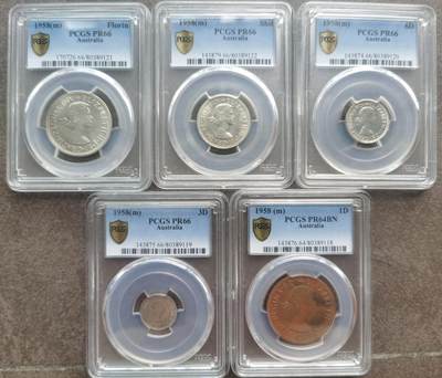 澳大利亚1958年精制套币Proof set PCGS评级高分一套 - 澳大利亚1958年精制套币Proof set PCGS评级高分一套