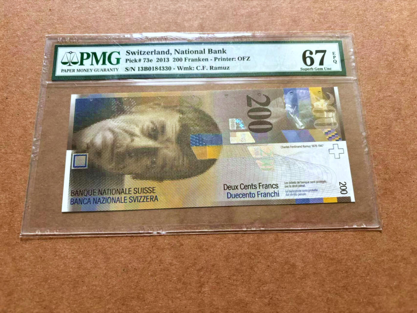 【Blue Auction】✨世界纸币精拍第489期【精】 瑞士 2013年200法郎 PMG67EPQ 高分