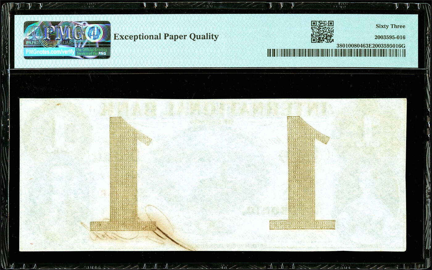 【Blue Auction】✨世界纸币精拍第489期【精】  【手签实钞】加拿大国际银行 1858年1元 年轻的维多利亚女王及阿尔伯特亲王 尼亚加拉瀑布风景唯美 PMG63EPQ 全新原票少见 值得收藏 （62分带修复的上个月拍了630美金 这张更高分的原票难得）