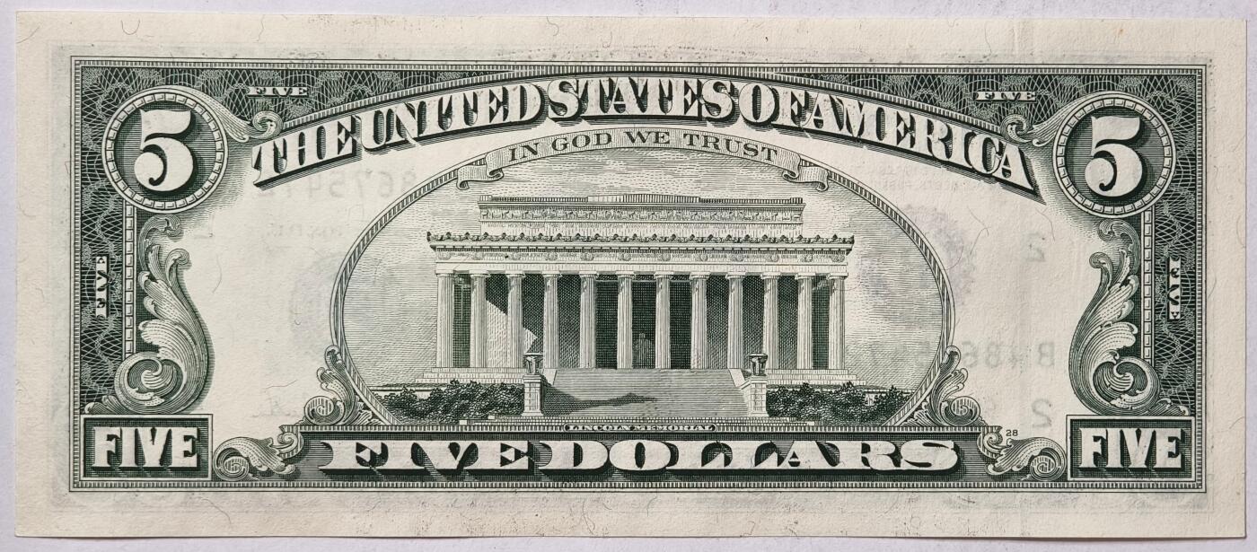 紫瑗钱币——第363期拍卖——纸币场 美国 1995年 B版 无序列 亚伯拉罕·林肯 5美元 小头版 UNC