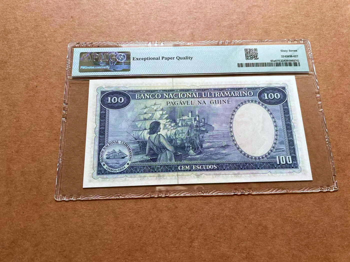 【Blue Auction】✨世界纸币精拍第489期【精】 葡属几内亚 1971年100埃斯库多  PMG67EPQ 高分
