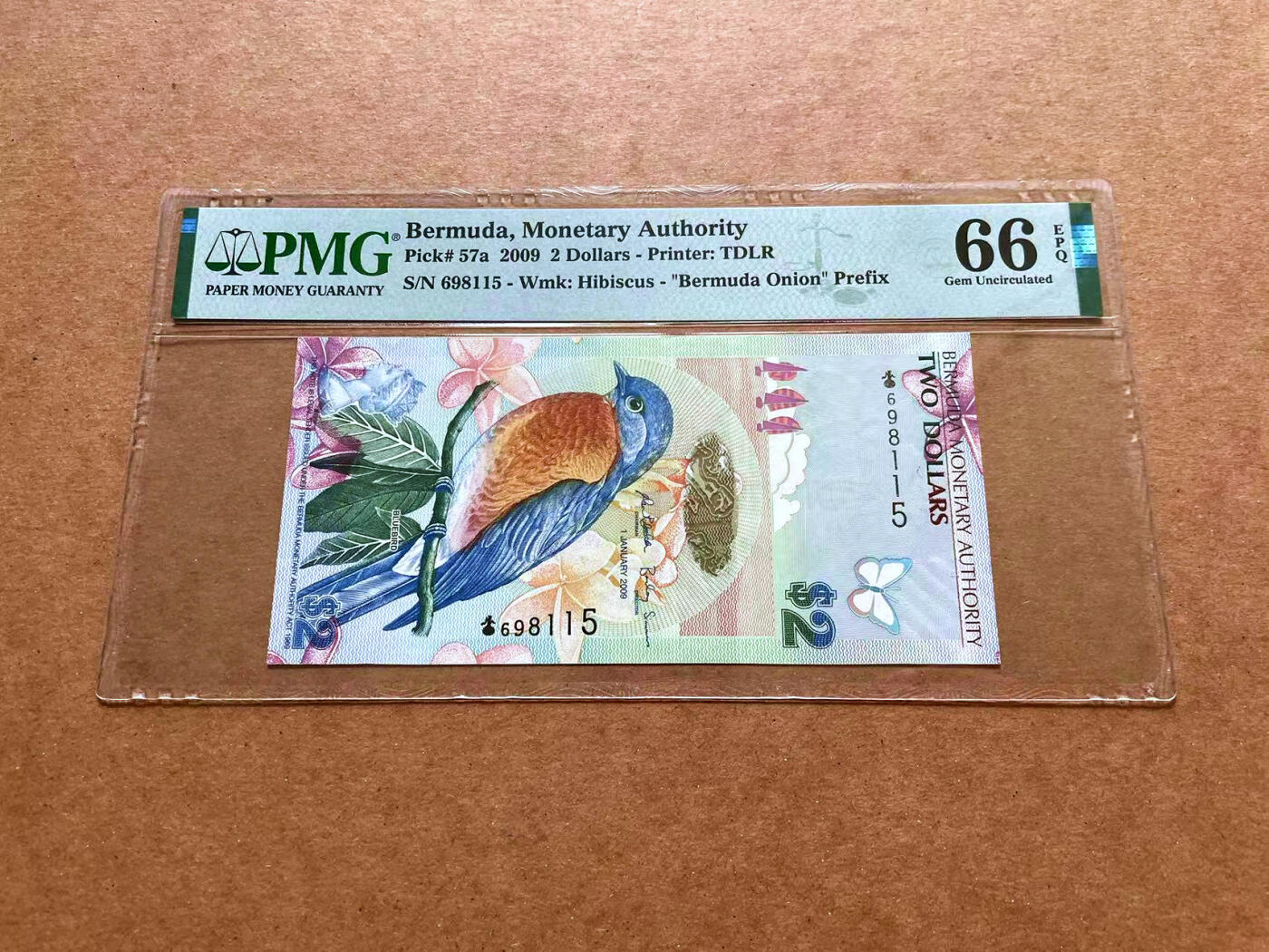 【Blue Auction】✨世界纸币精拍第489期【精】 【获奖钞 洋葱冠无47】百慕大 2009年2元 蓝鸟 PMG66EPQ 