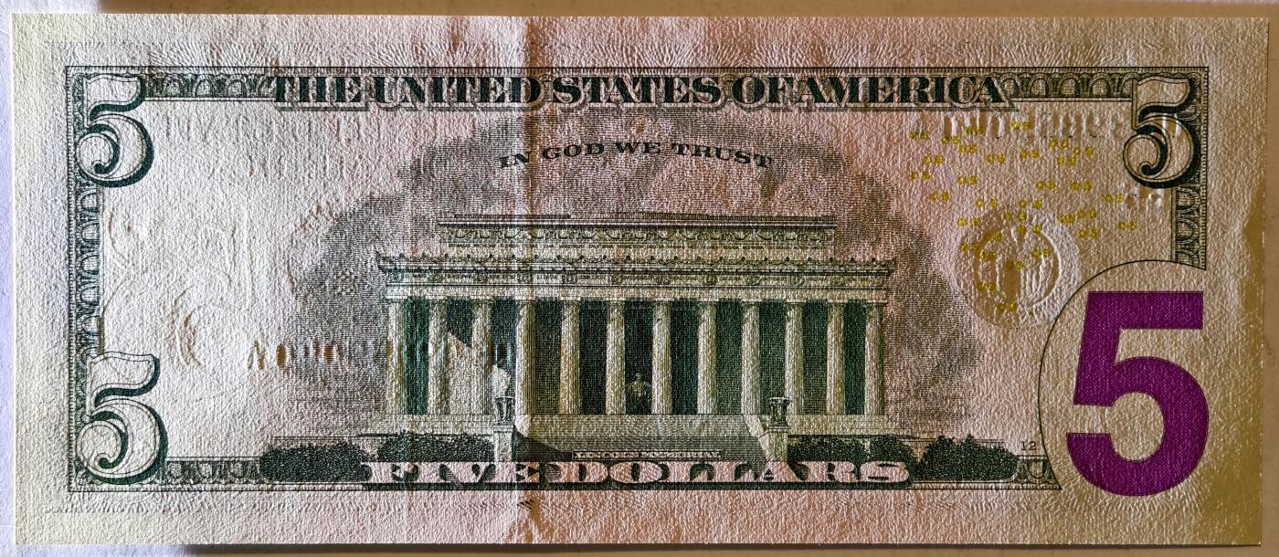 紫瑗钱币——第363期拍卖——纸币场 美国 2021年 E版 无序列 亚伯拉罕·林肯 5美元 彩色版 UNC