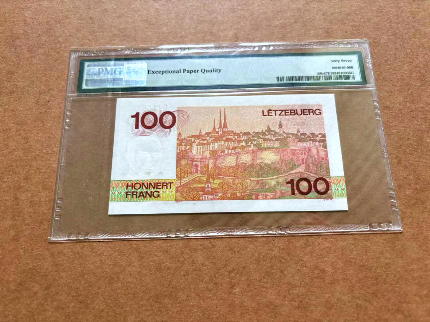 【Blue Auction】✨世界纸币精拍第489期【精】 【666豹子号】卢森堡 1993年100法郎 PMG67EPQ 高分