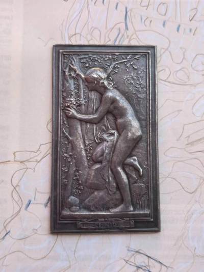 麦稀奇世界钱币展精品章牌第二十四期 - 法国名章《巢》银章，DUPUIS作品，好品，65x35mm