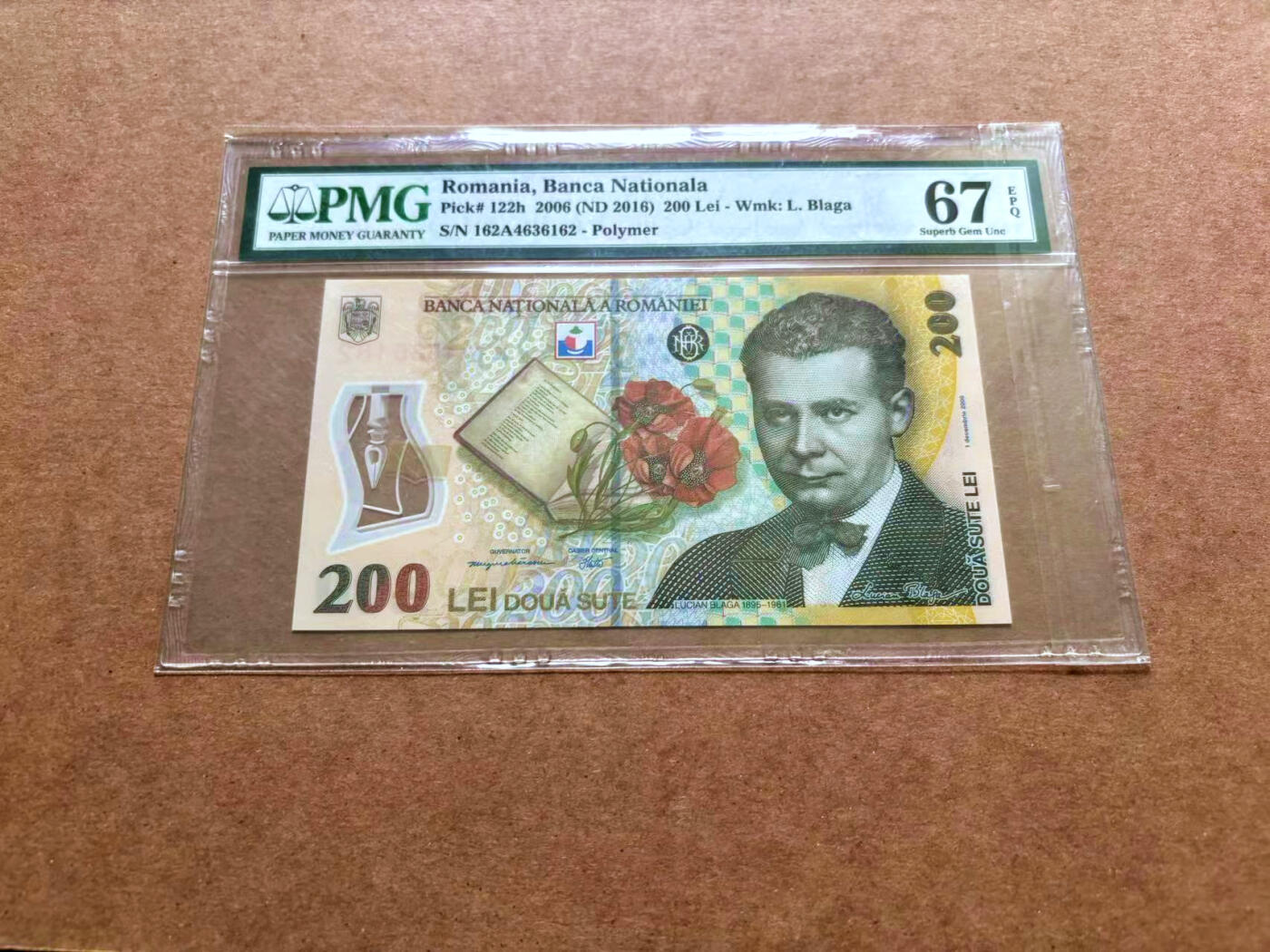 【Blue Auction】✨世界纸币精拍第489期【精】 罗马尼亚 2016年200雷 PMG67EPQ 高分