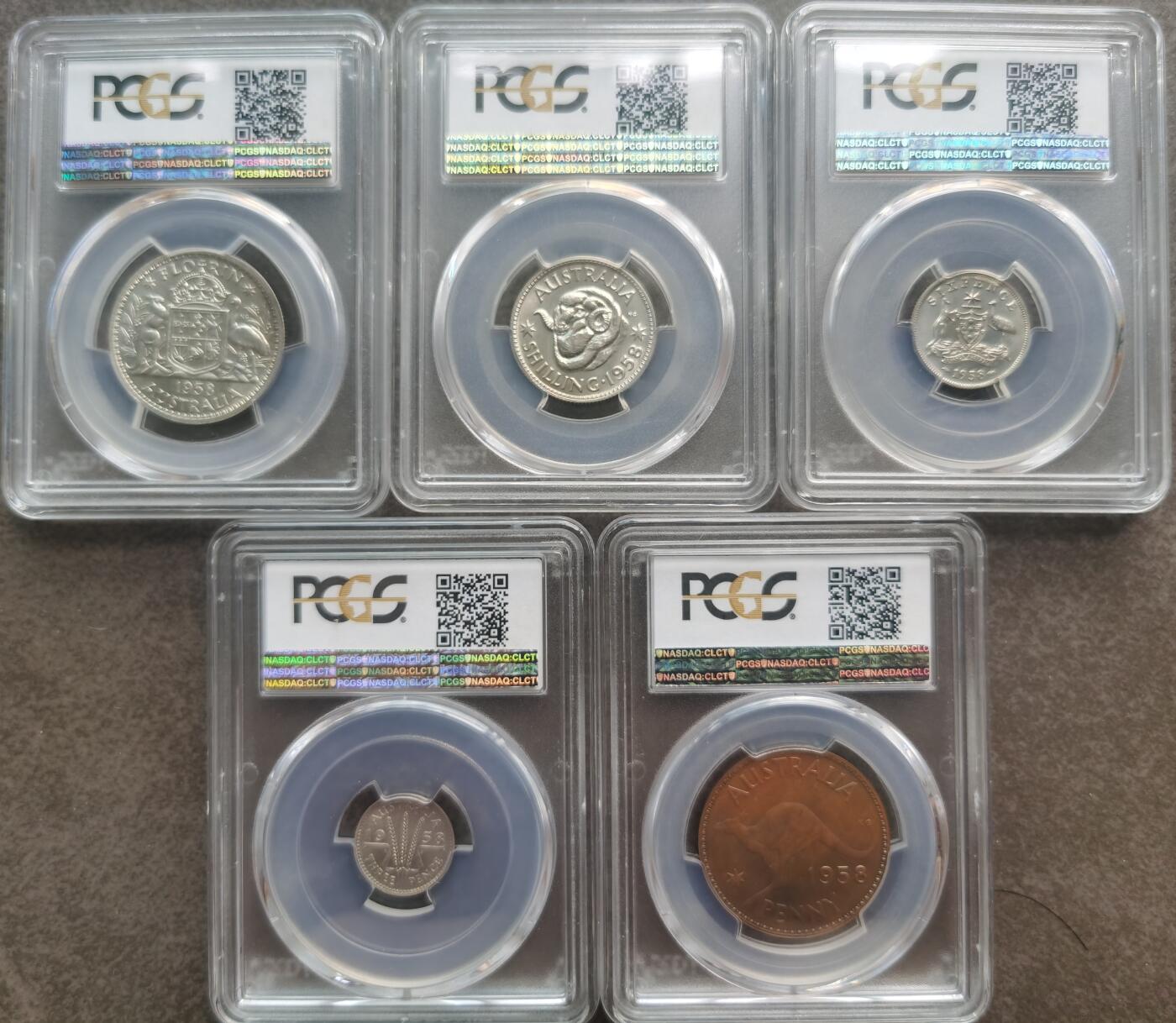 澳大利亚1958年精制套币Proof set PCGS评级高分一套