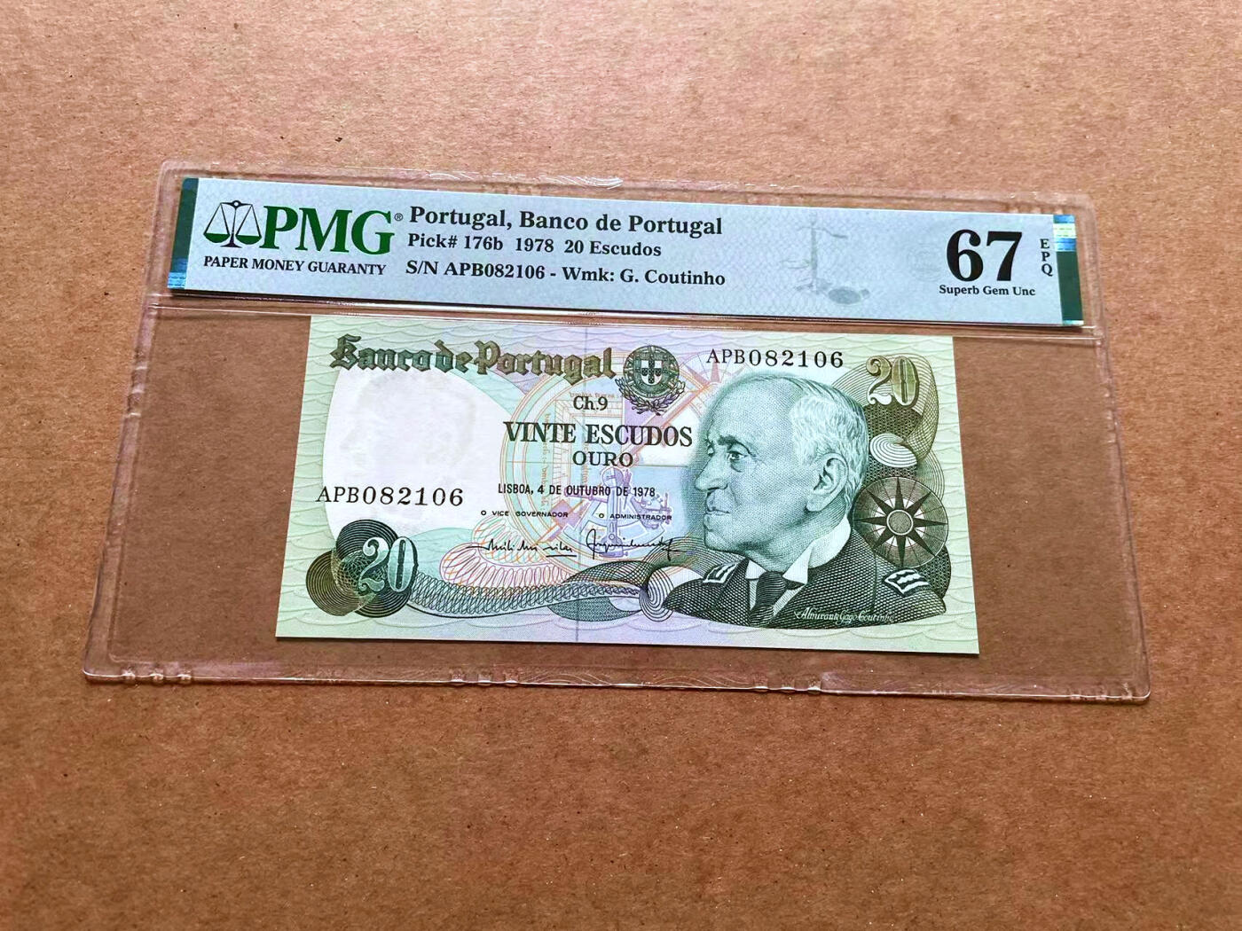 【Blue Auction】✨世界纸币精拍第489期【精】 【无47】葡萄牙 1978年20埃斯库多 PMG67EPQ 高分