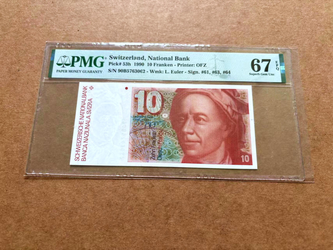 【Blue Auction】✨世界纸币精拍第489期【精】 瑞士 1990年10法郎 PMG67EPQ 高分