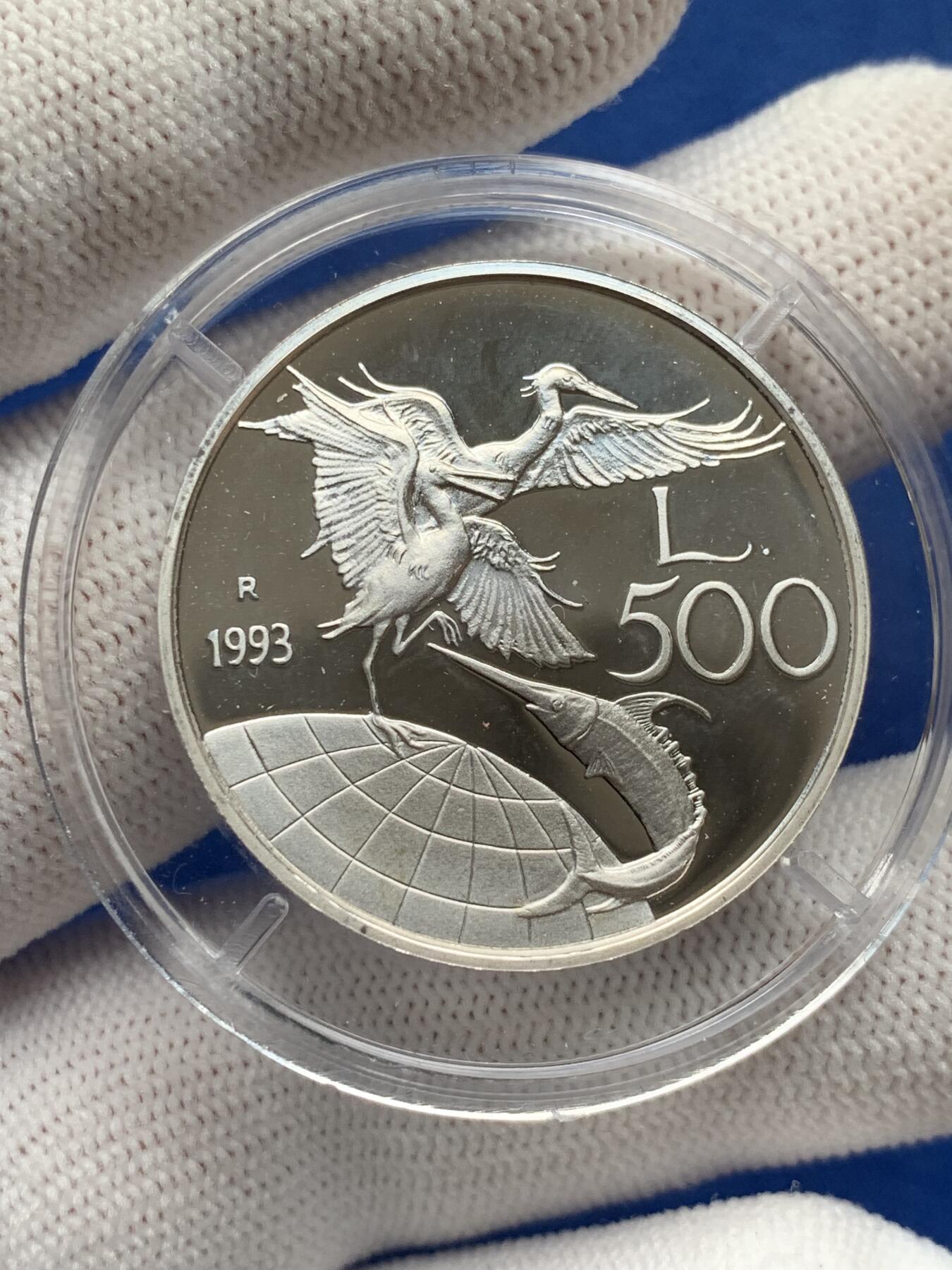 《竞宝斋》第277场- 周日，周一 2场连拍 （全场包邮） 5枚一组 意大利花神与动物精制银币 1000里拉1枚+500里拉3枚+200里拉1枚 4盒4证 835银