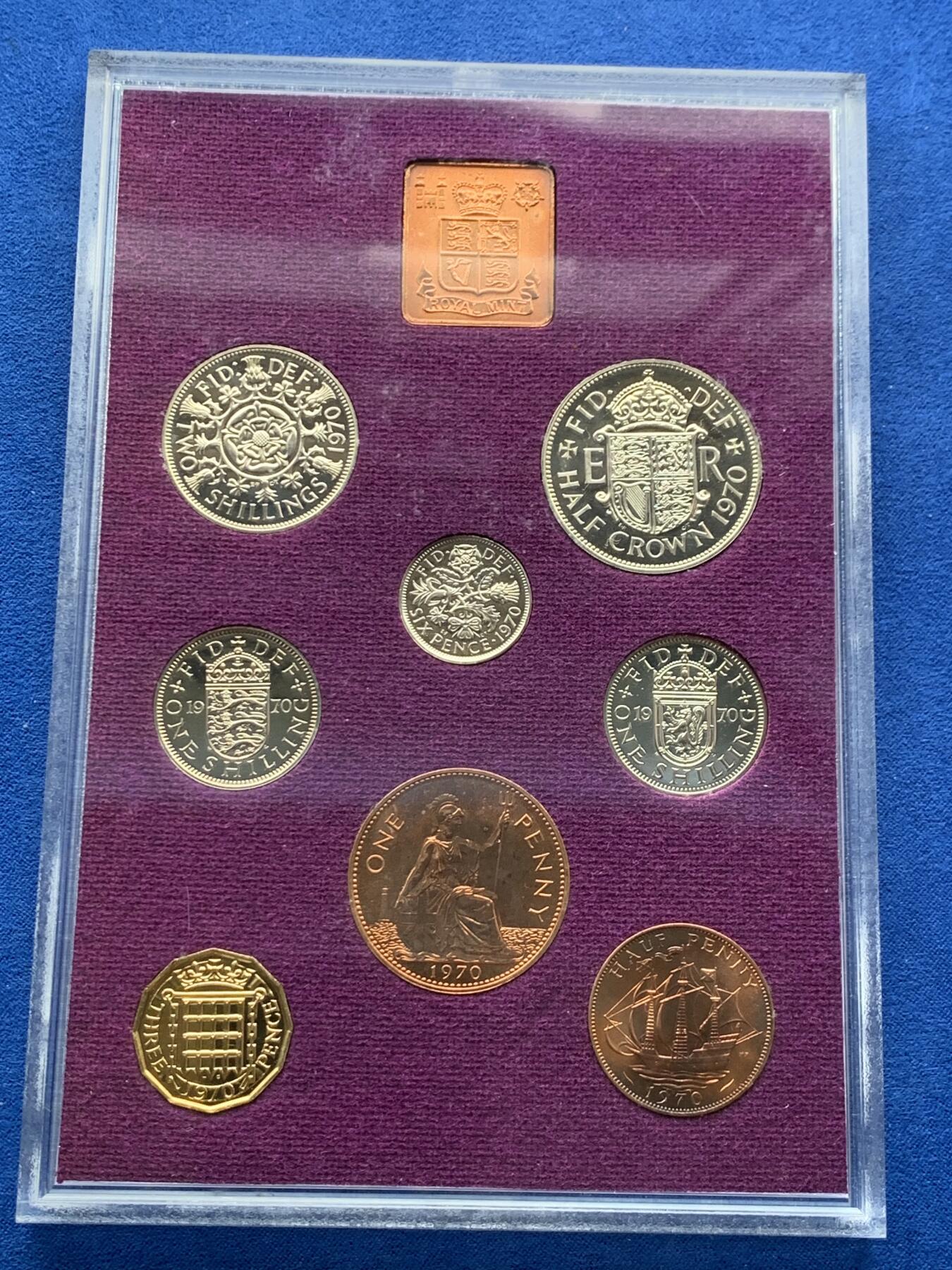 《竞宝斋》第277场- 周日，周一 2场连拍 （全场包邮） 英国伊丽莎白二世1970年精致套币 币制改革前最后一套精制币