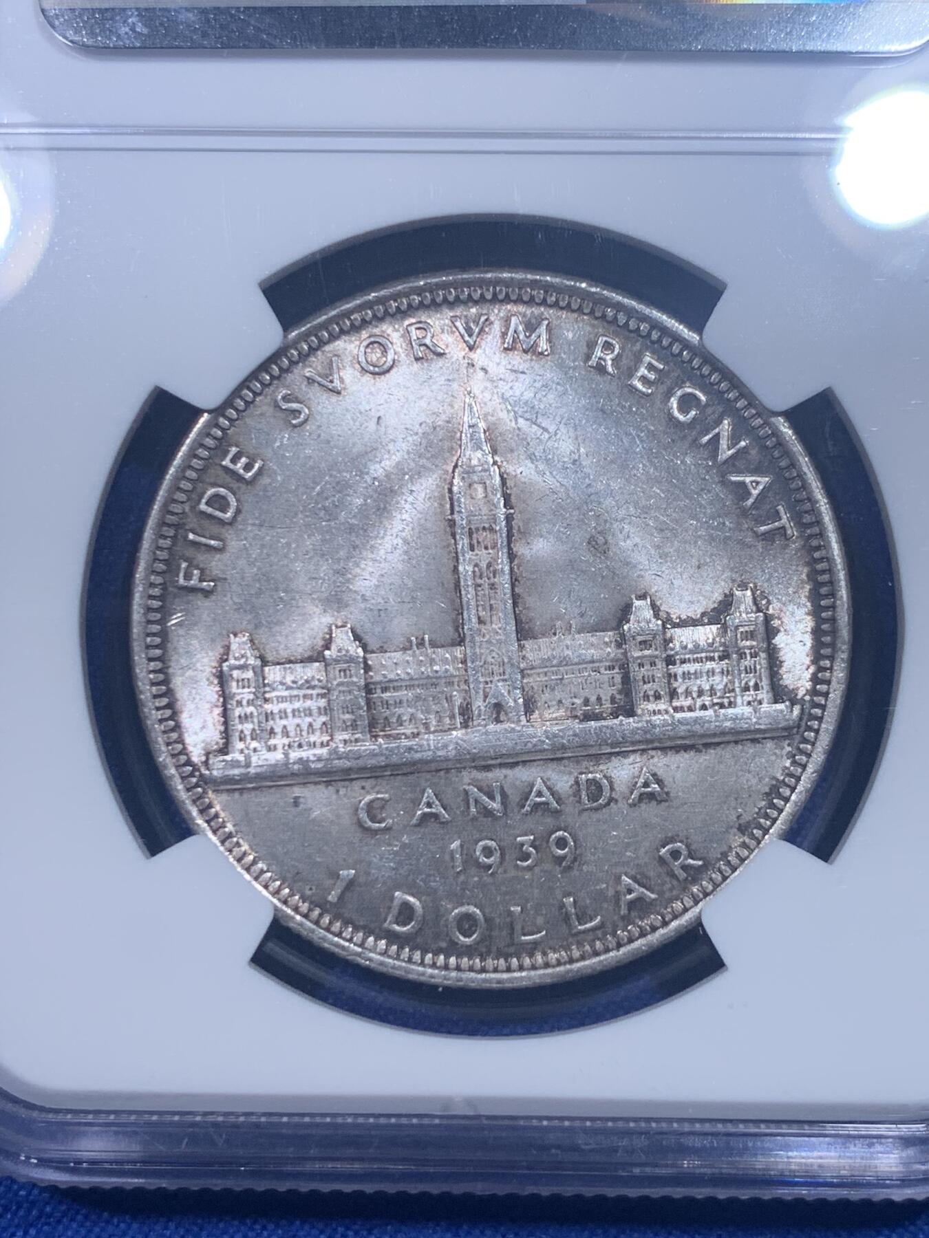 《竞宝斋》第277场- 周日，周一 2场连拍 （全场包邮） NGC MS62 加拿大1939年乔治六世1元银币