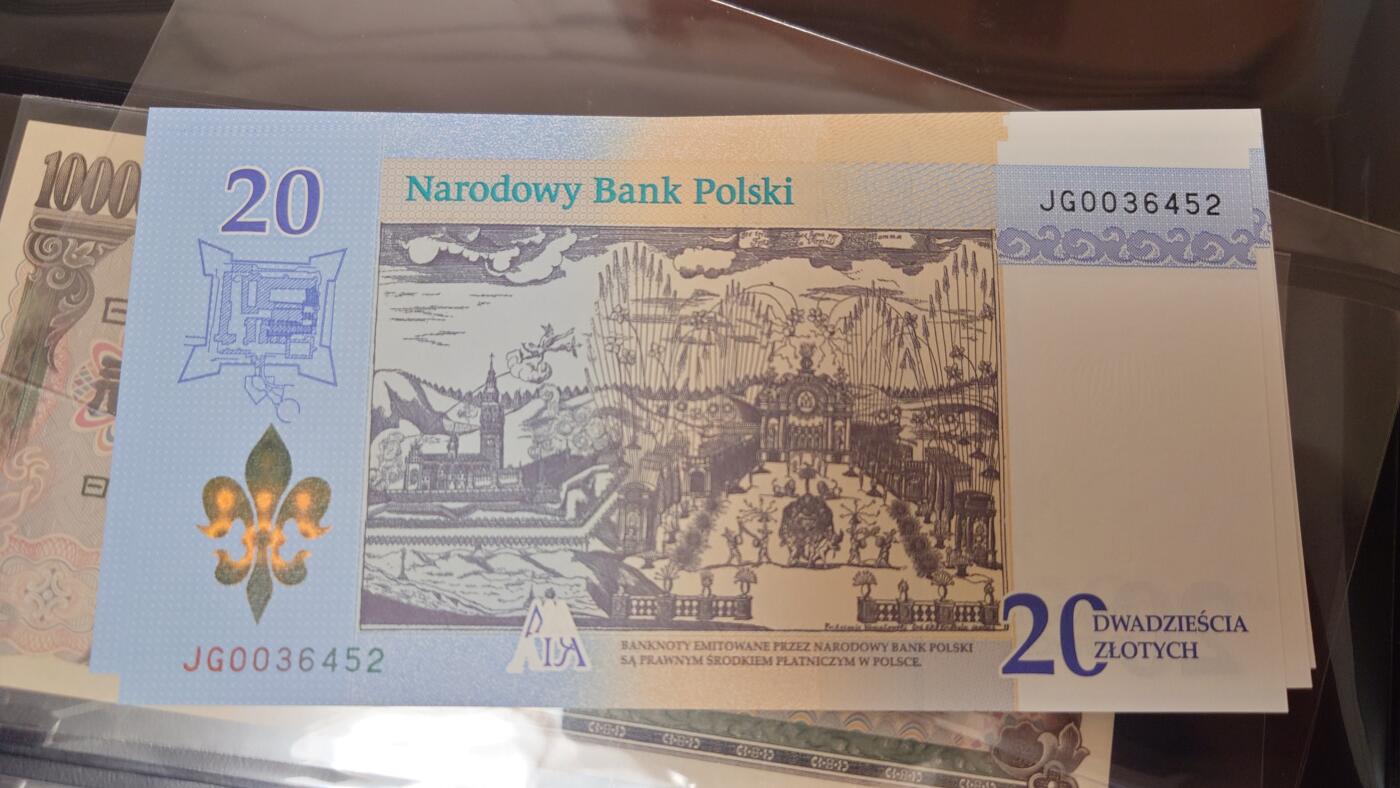 【麦稀奇世界钱币展】精选微拍第113期暨2024年第24期  六月币展新品卖剩存货选购专场 2017年波兰20兹罗提 纪念钞 全新绝品尾号452