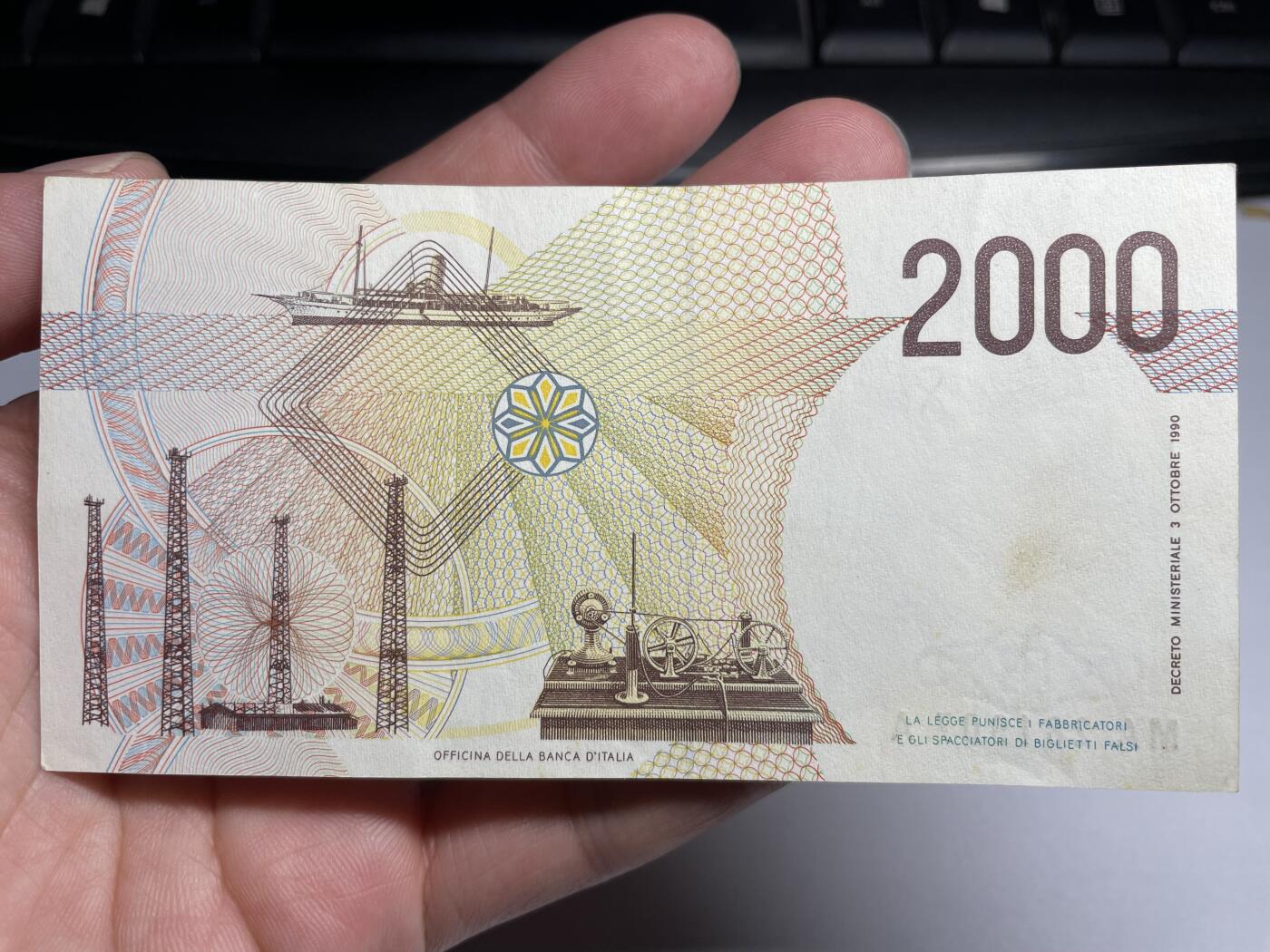 2024年集古藏今外币拍卖第八期-第10场—（总第80拍）-纸币专场，本场拍完结算发货，本期寄存的2-3天内完成发货，再进行下一期拍卖。 1990年意大利2000元