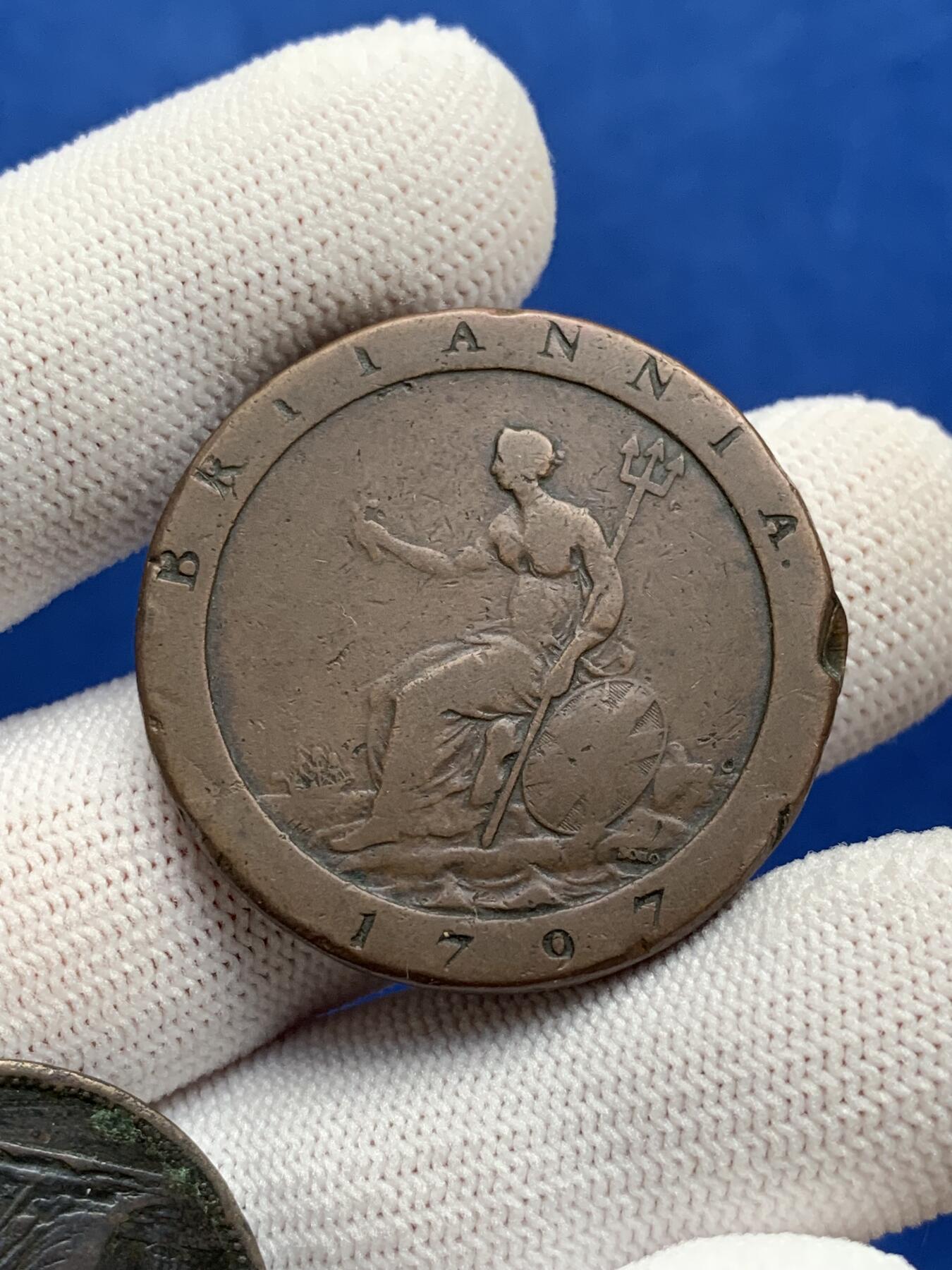 《竞宝斋》第277场- 周日，周一 2场连拍 （全场包邮） 两枚一组 1797年乔治三世车轮款1便士+1806年乔治三世便士 巧克力包浆 岁月味道浓厚