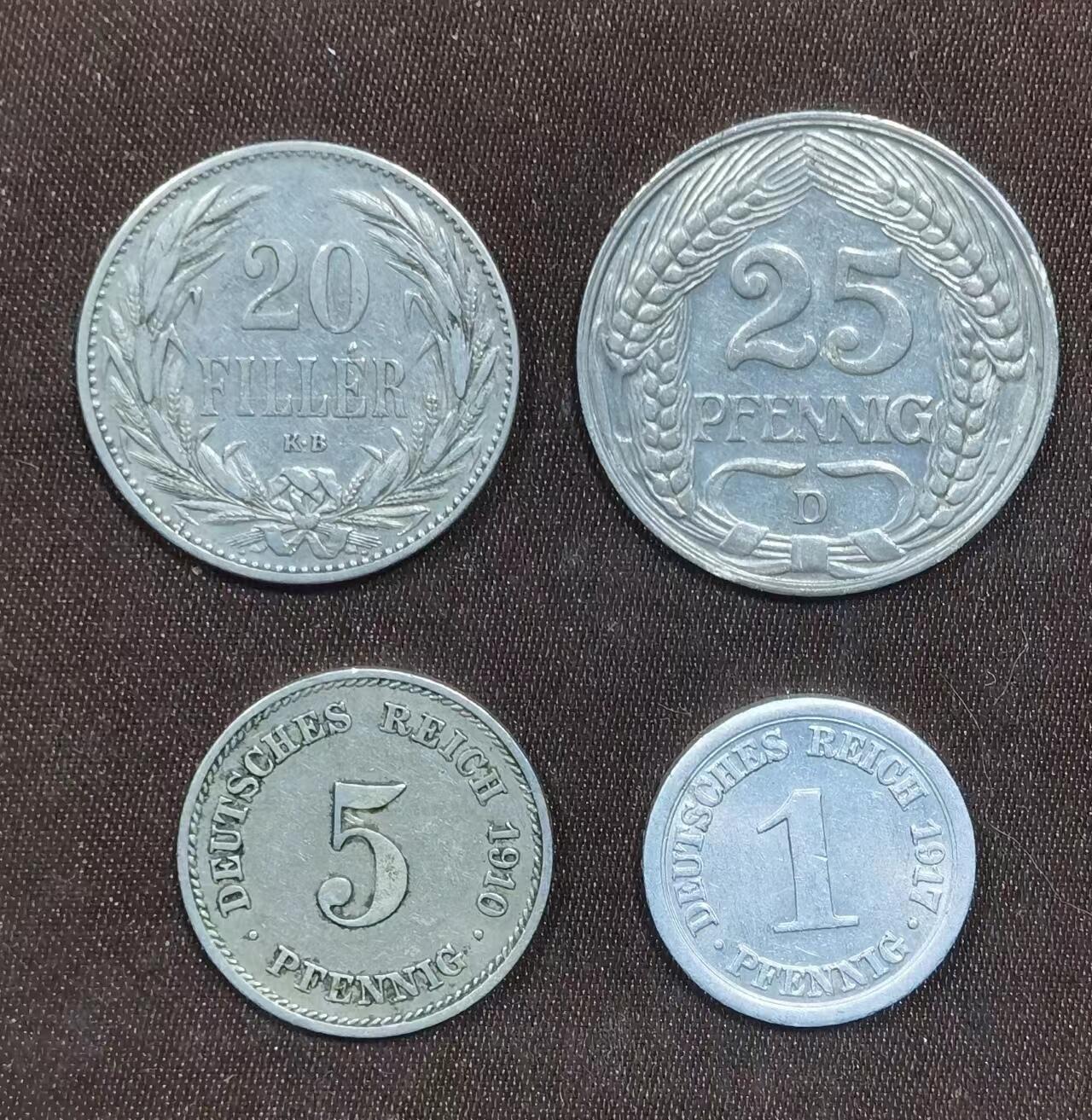 北京马甸外国币专卖微拍第121期，外国非贵金属纪念币，流通币专场，陆续上新，欢迎关注 好品相欧洲早期流通币4枚