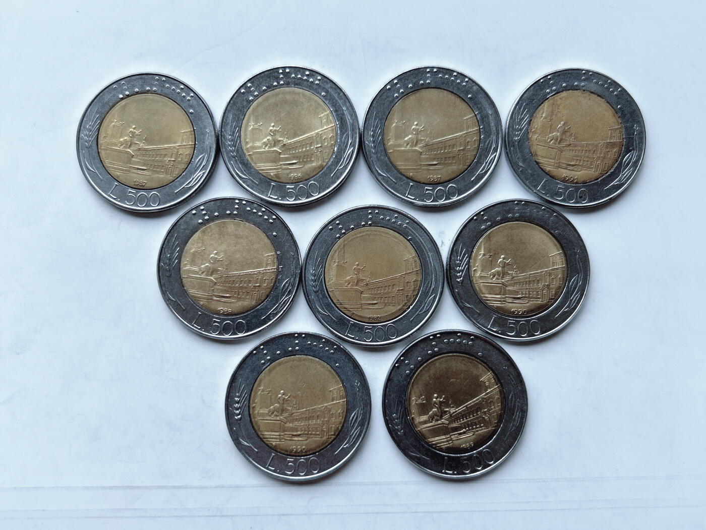 第一海外回流一元起拍收藏 散币专场 第95期 意大利500里拉双色币 9枚