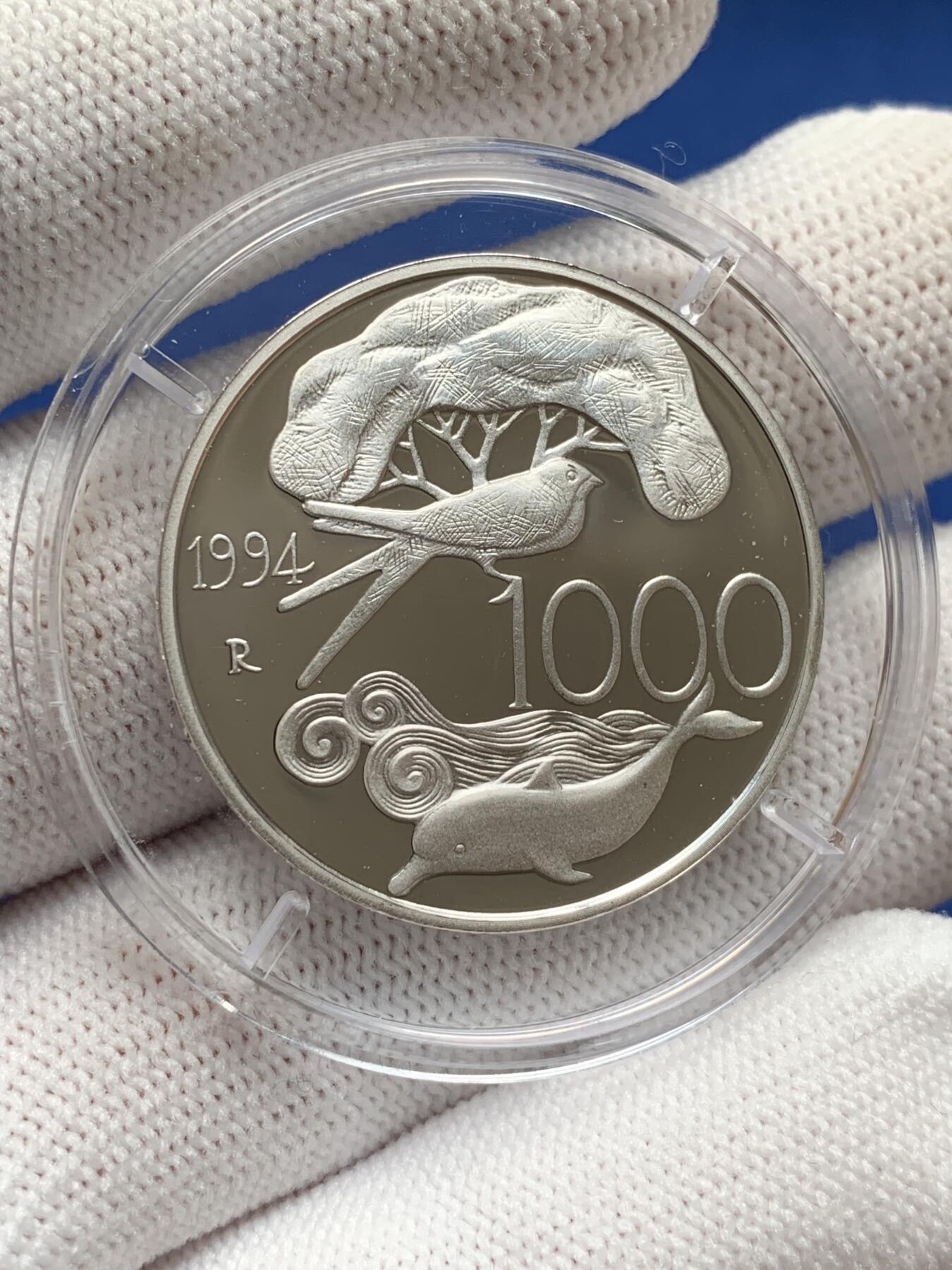 《竞宝斋》第277场- 周日，周一 2场连拍 （全场包邮） 5枚一组 意大利花神与动物精制银币 1000里拉1枚+500里拉3枚+200里拉1枚 4盒4证 835银