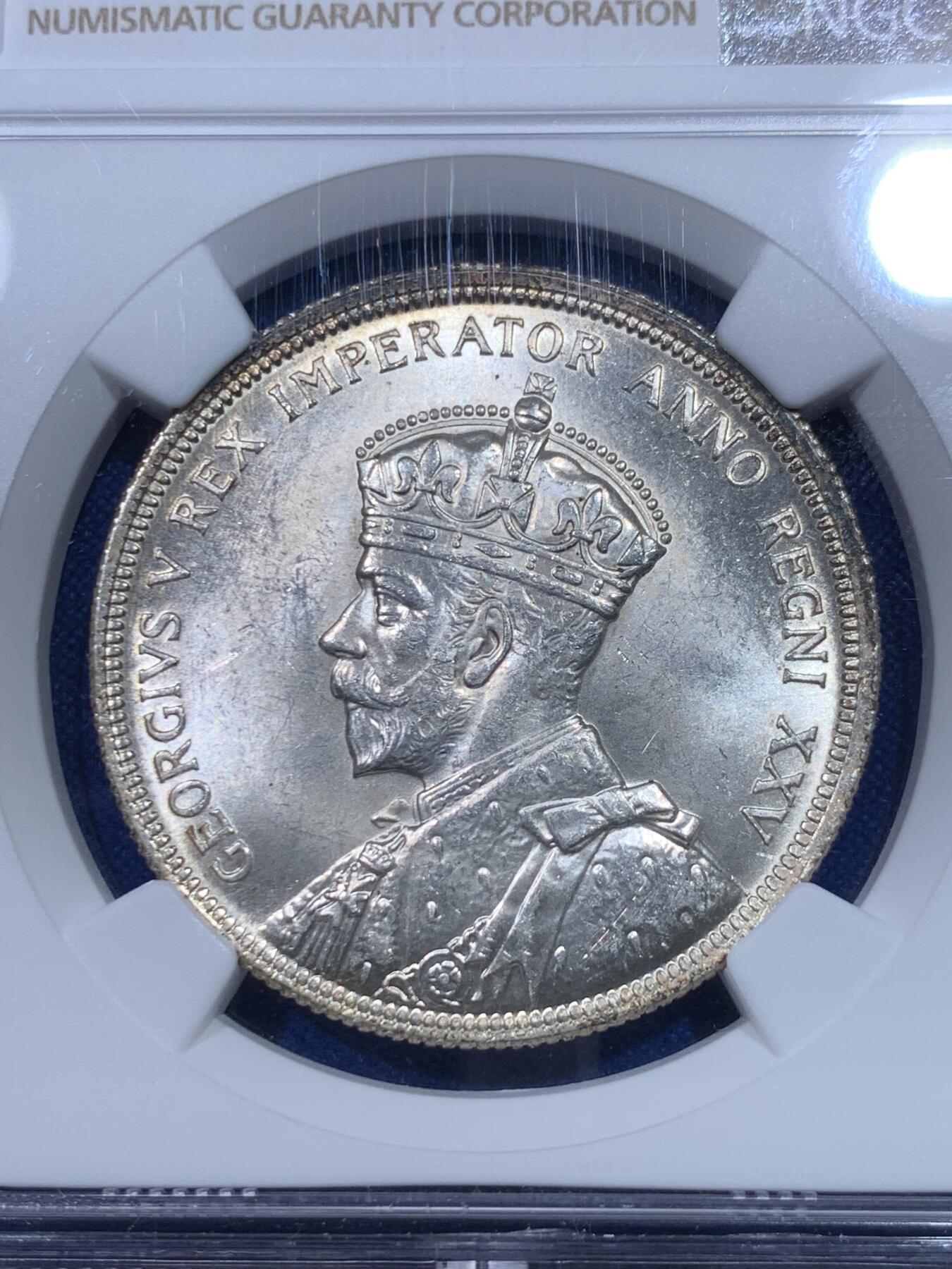 《竞宝斋》第277场- 周日，周一 2场连拍 （全场包邮） NGC MS64 加拿大1935年乔治五世1元银币