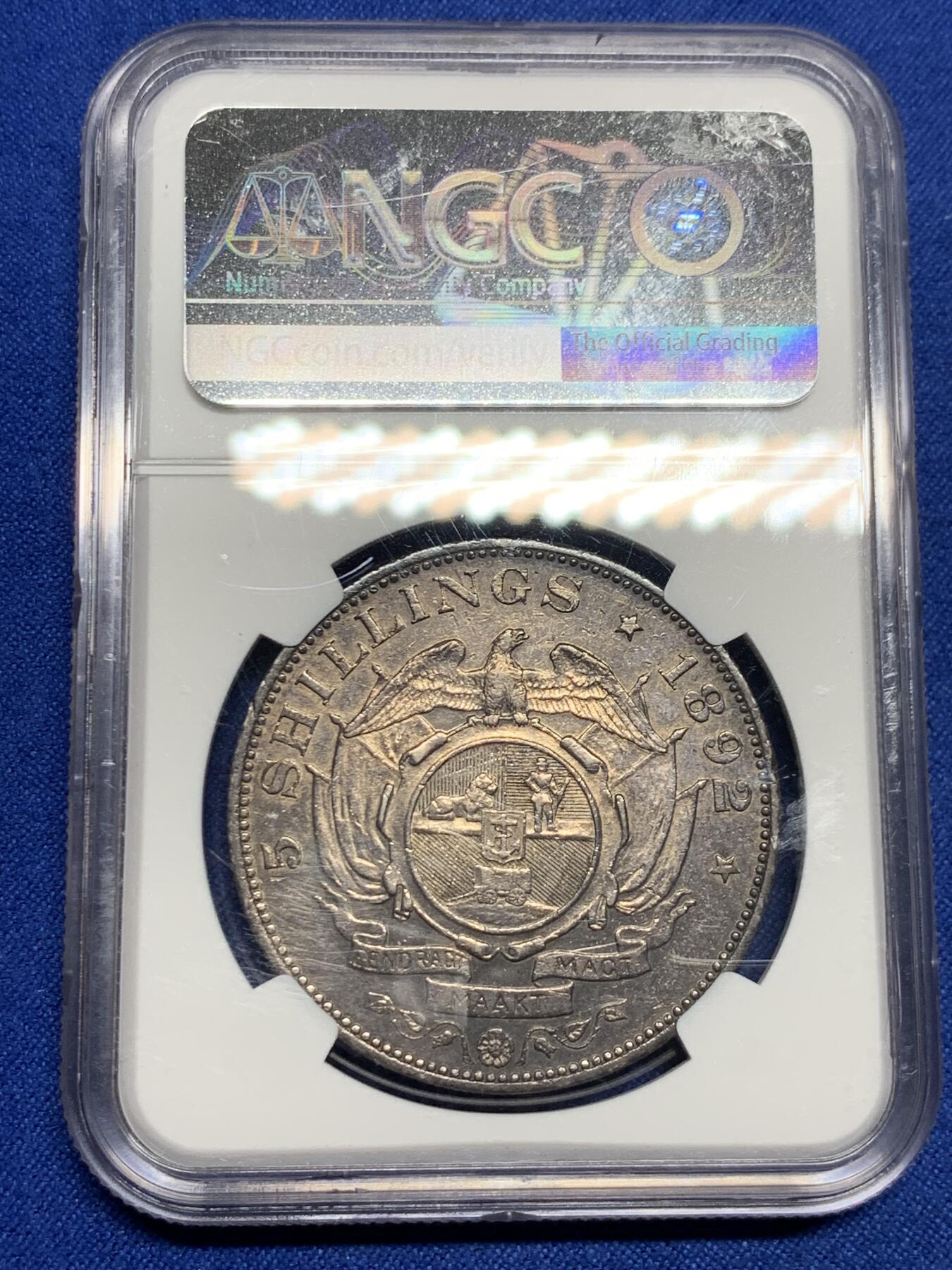 《竞宝斋》第277场- 周日，周一 2场连拍 （全场包邮） NGC AUD 南非1892年德兰士瓦5先令大银币