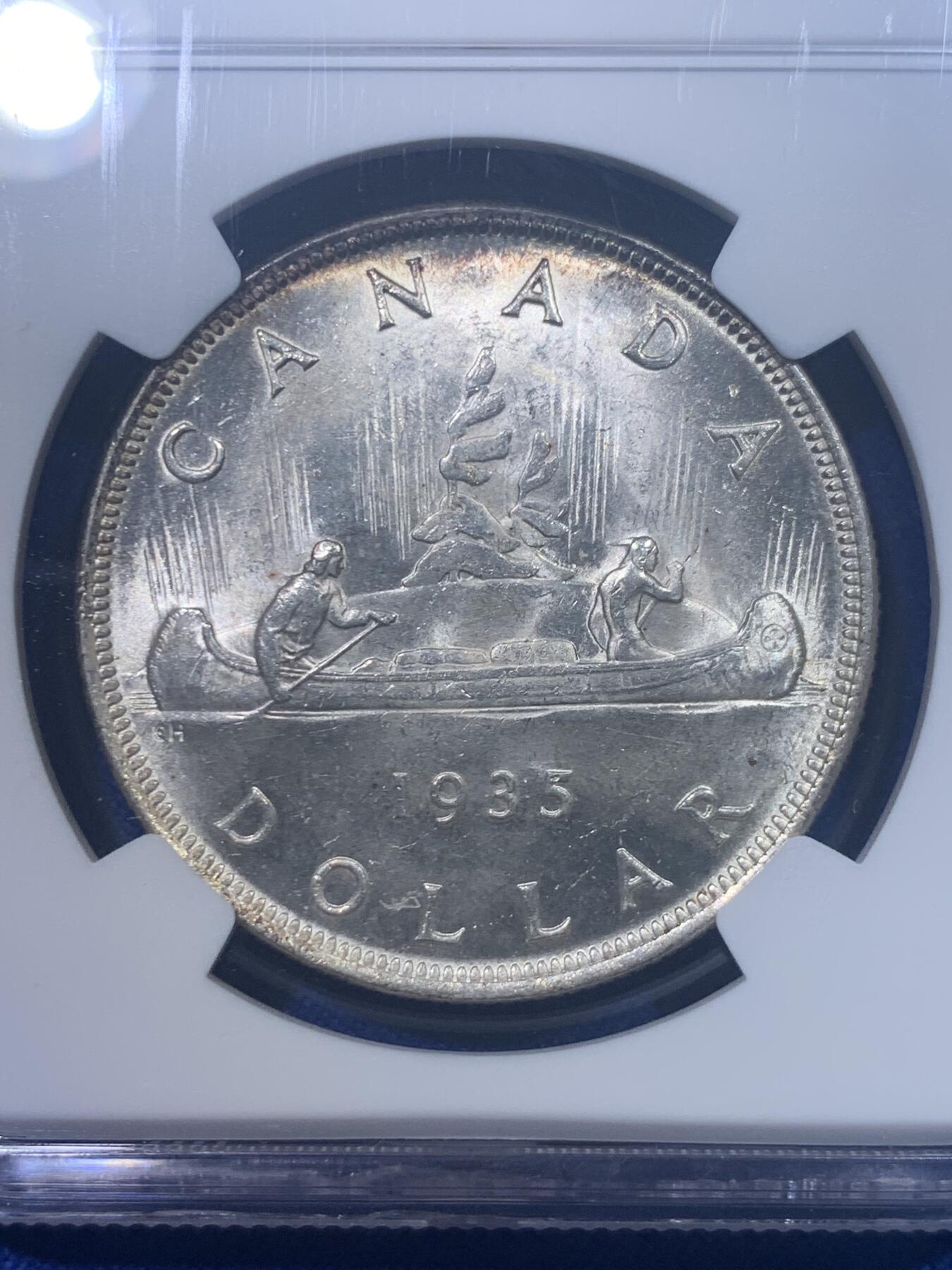 《竞宝斋》第277场- 周日，周一 2场连拍 （全场包邮） NGC MS64 加拿大1935年乔治五世1元银币