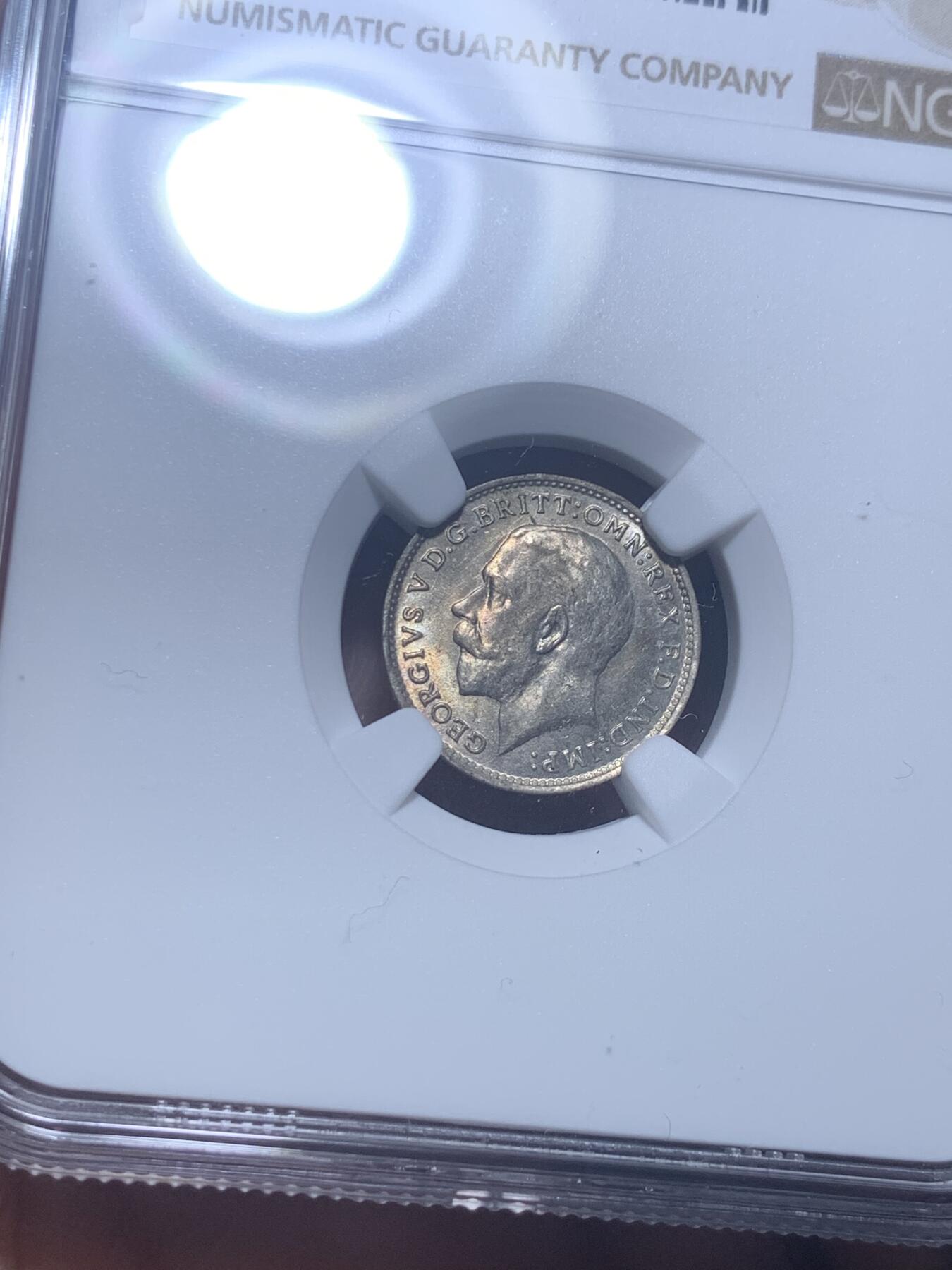 《竞宝斋》第277场- 周日，周一 2场连拍 （全场包邮） NGC MS65 英国1921年乔治五世3便士银币 亚军分 流通银币中的最小面值，作为日常流通中不可或缺的找零，保留着102年前刚从造币厂产出的品质，非常难得。